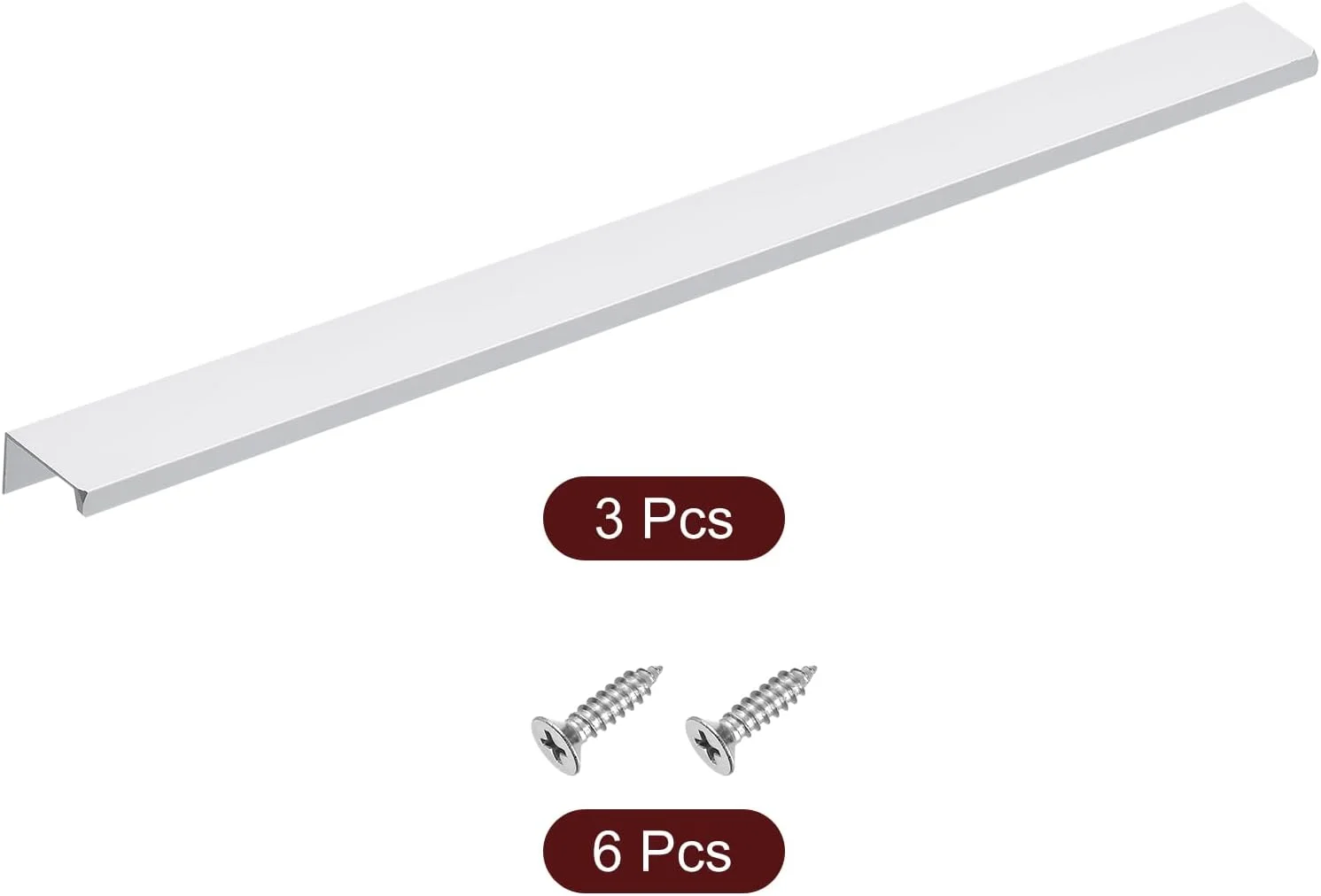 دستگیره مخفی لبه کابینت سورسیینگ مپ، 3 عدد 400 میلی متر / 15.75 اینچ آلیاژ آلومینیوم نصب از پشت، دستگیره مخفی برای کابینت کشو آشپزخانه منزل، نقره ای