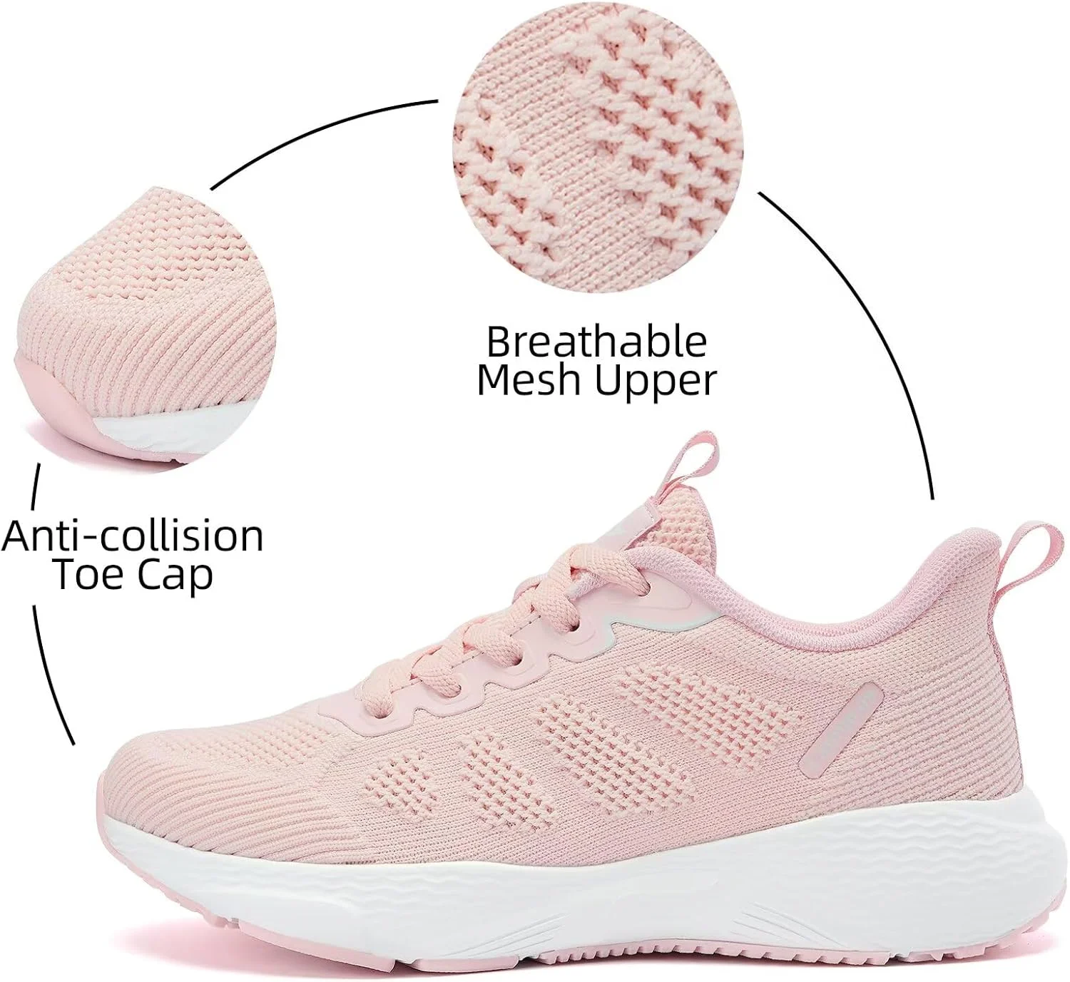 کفش پیاده روی زنانه Lamincoa، کفش ورزشی سبک وزن، کفش تنیس راحت، کفش ورزشی مناسب باشگاه، ورزش و فضای باز، صورتی گیلاسی، سایز 36