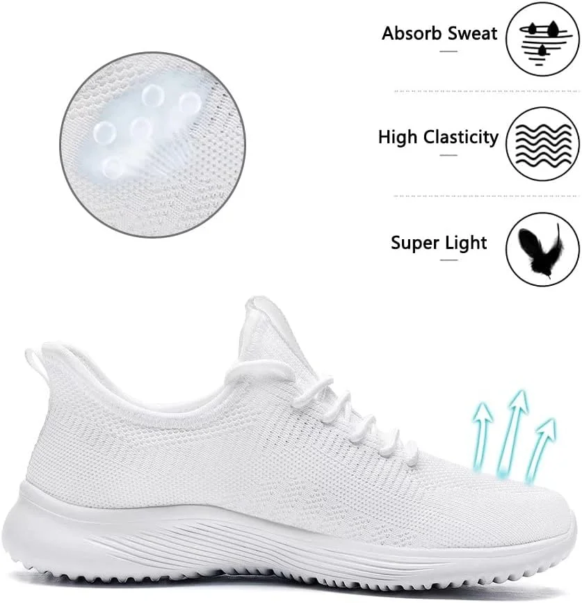 کفش پیاده روی زنانه Lamincoa، سبک وزن، راحت، با فوم حافظه دار، مناسب ورزش، دویدن و کار، سفید، سایز 10 کفش پیاده روی زنانه Lamincoa، سبک وزن، راحت، با فوم حافظه دار، مناسب ورزش، دویدن و کار، سفید، سایز 10