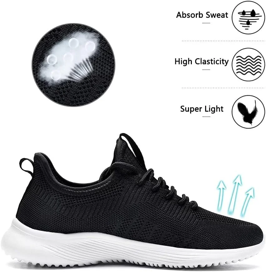 کفشهای دویدن زنانه Lamincoa، ضد لغزش، سبک وزن، توری، مناسب پیادهروی روزمره، کتانی ورزشی، تنیس، مناسب باشگاه، مسافرت و کار - مشکی سفید سایز 9.5 کفشهای دویدن زنانه Lamincoa، ضد لغزش، سبک وزن، توری، مناسب پیادهروی روزمره، کتانی ورزشی، تنیس، مناسب باشگاه، مسافرت و کار - مشکی سفید سایز 9.5