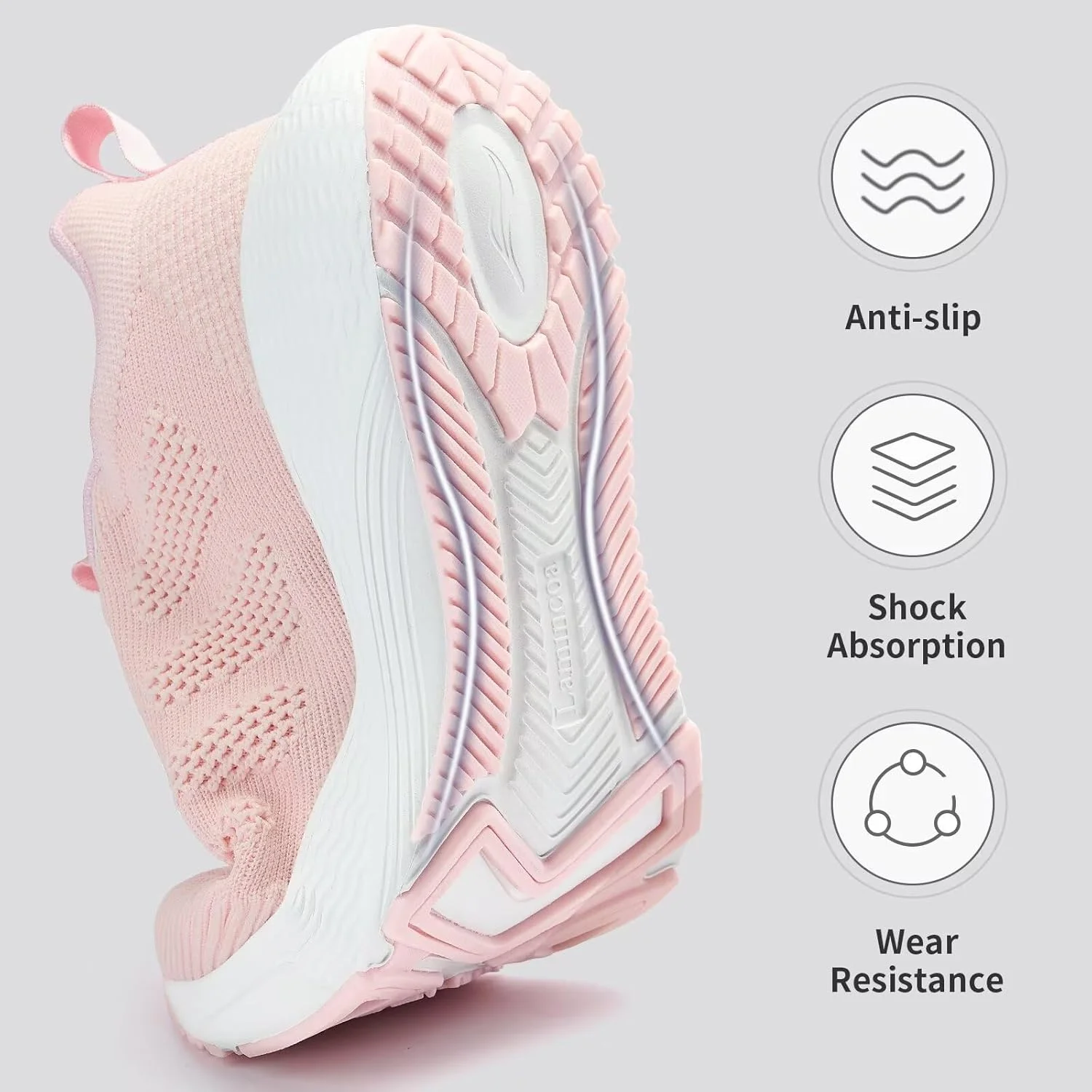 کفش پیاده روی زنانه Lamincoa، کفش ورزشی سبک وزن، کفش تنیس راحت، کفش ورزشی مناسب باشگاه، ورزش و فضای باز، صورتی گیلاسی، سایز 36