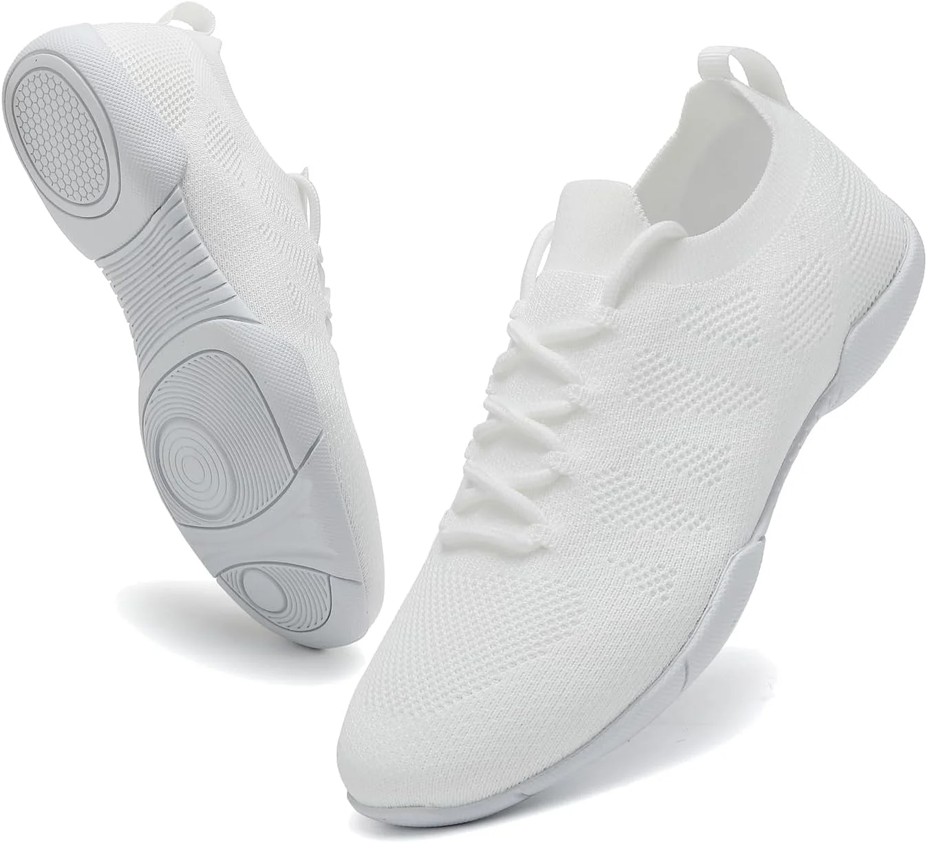 کفش های تشویق کننده Kuikeiu دخترانه سفید، کفش های تشویق کننده تنفسی جوانان، کفش های ورزشی سبک وزن و راحت مشکی برای مسابقات تمرینی تشویق