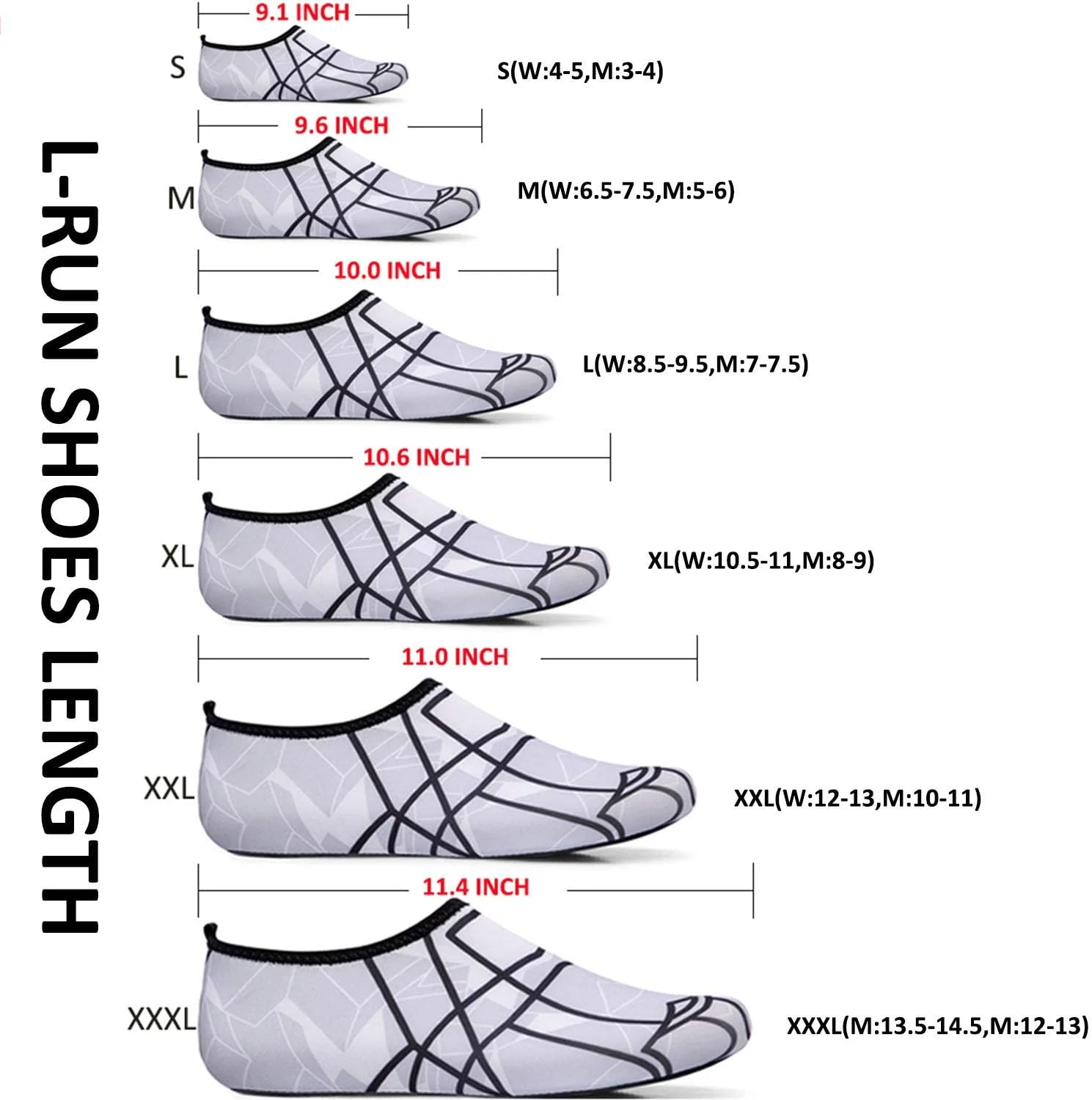 کفش‌های آبی унисекс L-RUN، کفش‌های پوستی پا برهنه برای دویدن، غواصی، موج‌سواری، شنا، ساحل و یوگا