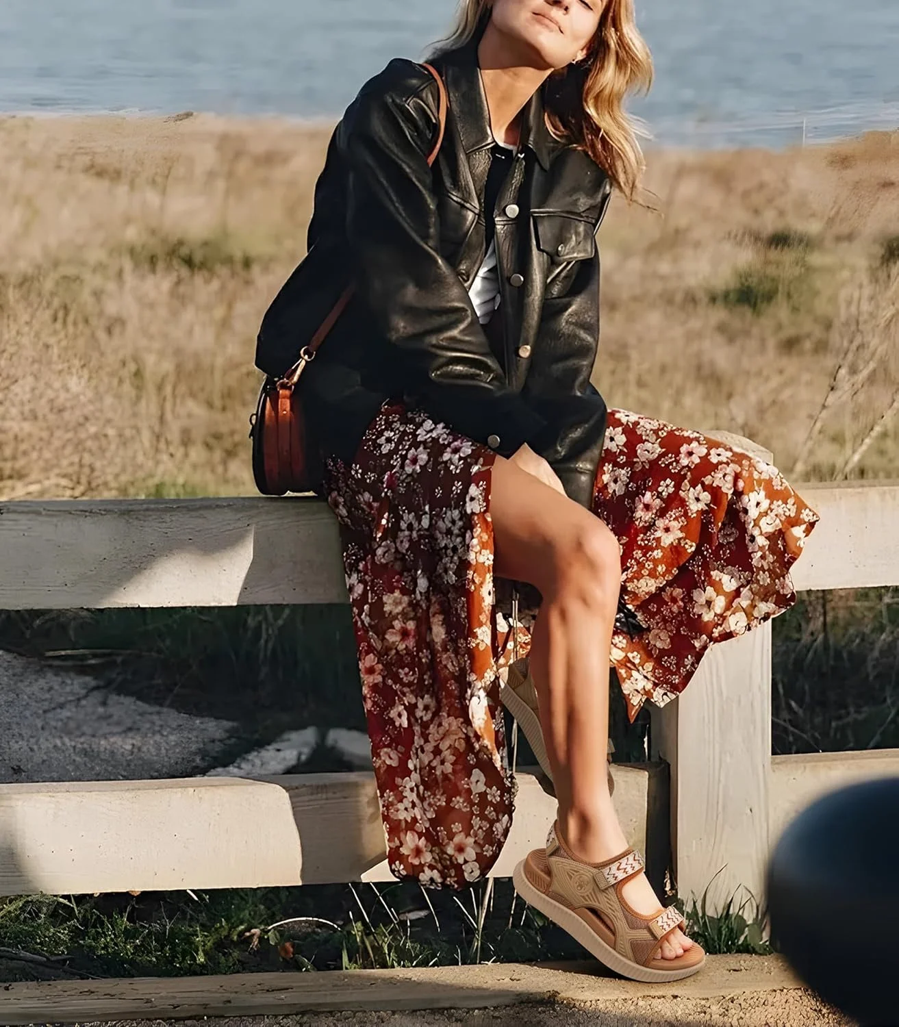 صندل زنانه KuaiLu طبی پیاده روی، راحت برای پلانتار فاشیایتیس، دارای قوس حمایتی، مناسب برای لباس های مسافرتی تابستانی در فضای باز، کفش های پلتفرم کوسن دار، اسلاید های بند قابل تنظیم ورزشی، رنگ خاکی، سایز 41