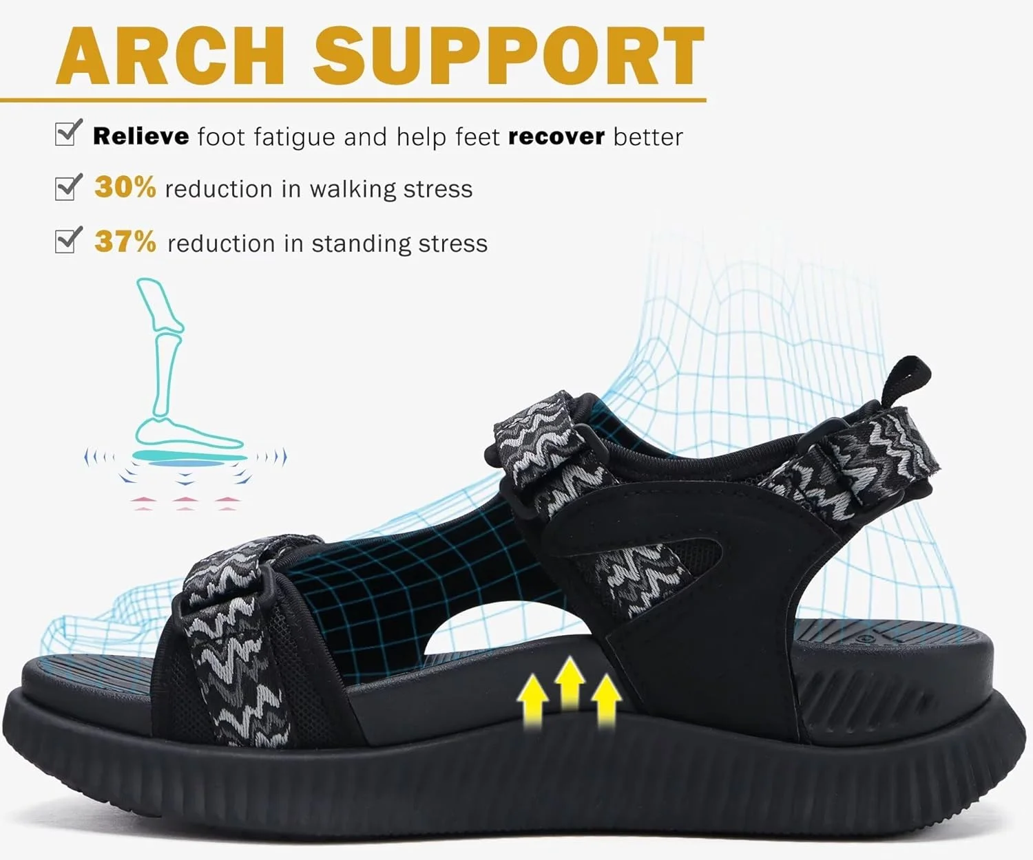 صندل ورزشی زنانه Kuailu با پشتیبانی از قوس کف پا برای پلانتار فاشیایتیس