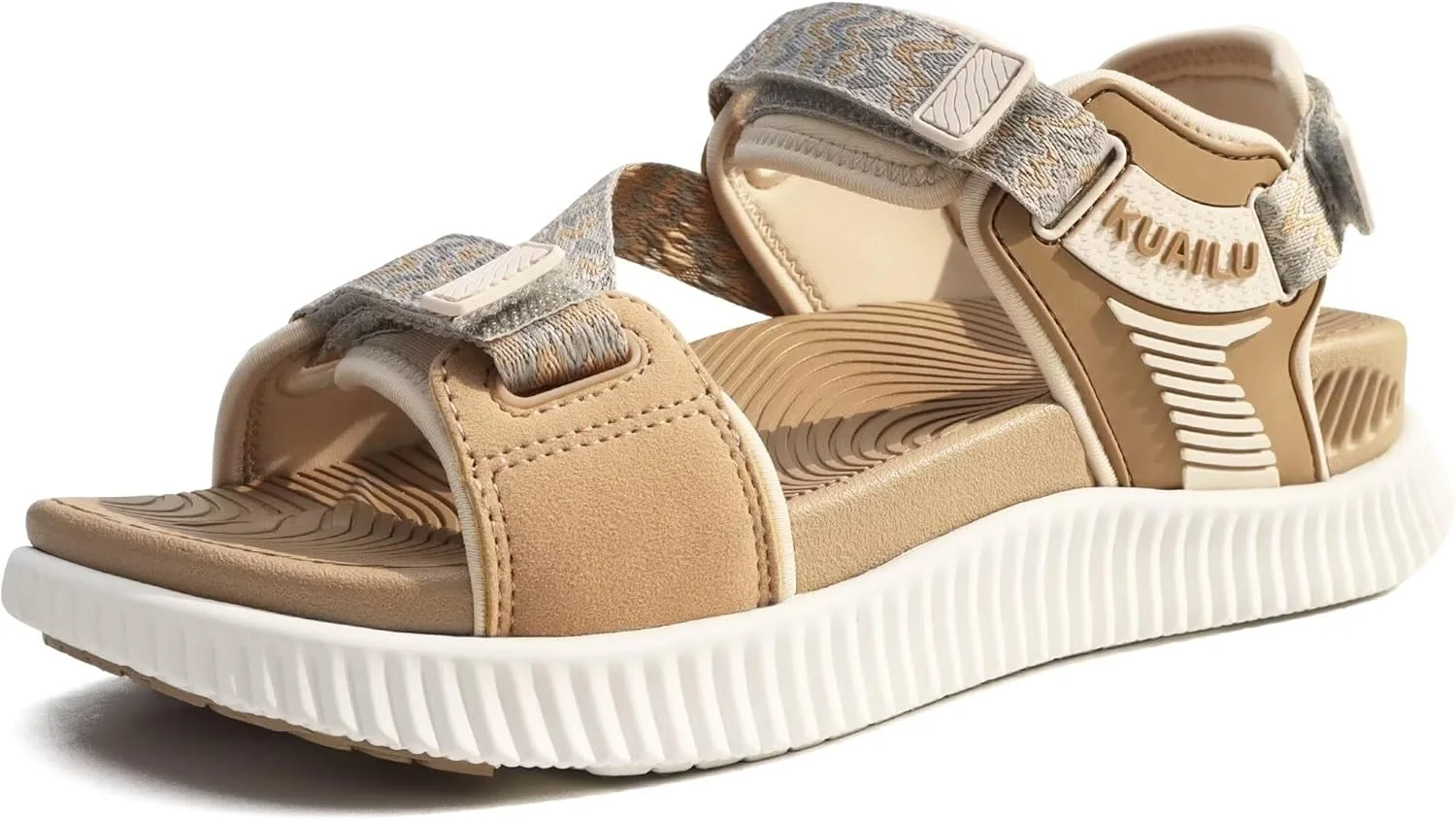 صندل پیاده روی زنانه KuaiLu، دارای کفی طبی راحت با پشتیبانی از قوس پا، مناسب برای ورزش، فضای باز، پیاده روی، کمپینگ، دارای بند قابل تنظیم، رنگ بژ، سایز 9.5 صندل پیاده روی زنانه KuaiLu، دارای کفی طبی راحت با پشتیبانی از قوس پا، مناسب برای ورزش، فضای باز، پیاده روی، کمپینگ، دارای بند قابل تنظیم، رنگ بژ، سایز 9.5