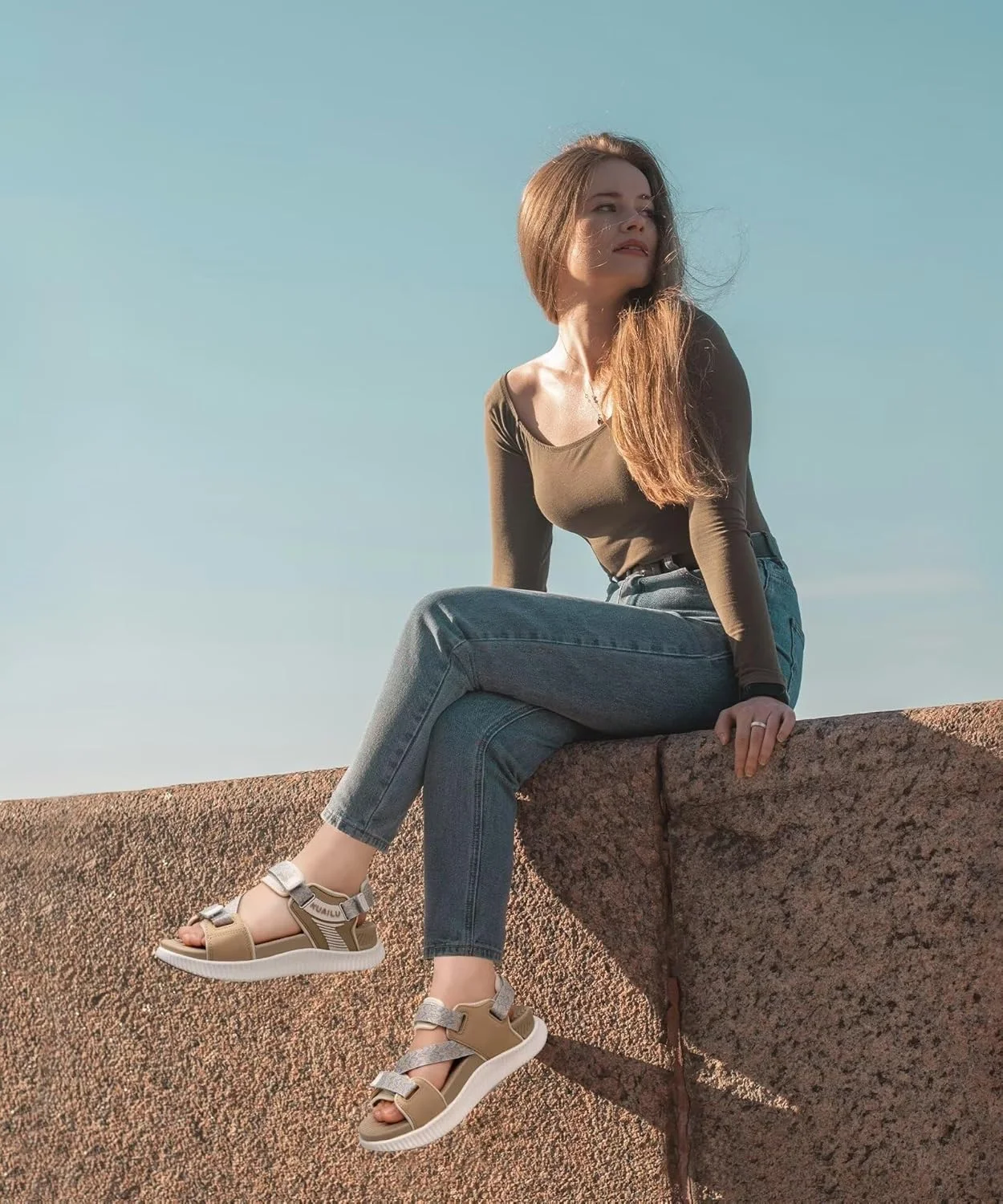 صندل ورزشی زنانه Kuailu با پشتیبانی از قوس پا