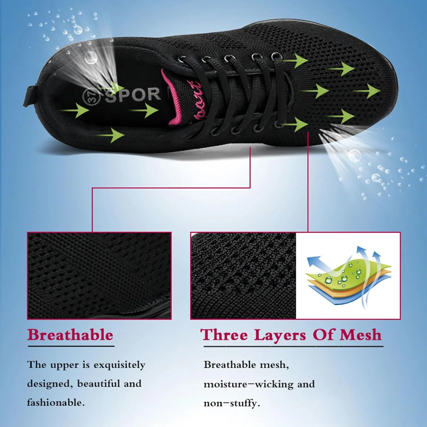 کفش رقص توری Kraftpaid، کفش ورزشی توری زنانه با زیره دوتکه، کفش ورزشی رقص جاز زنانه، کفش ورزشی هیپ هاپ جاز، کفش رقص پیاده روی، مناسب برای ایروبیک، رقص سبک، ورزش تناسب اندام