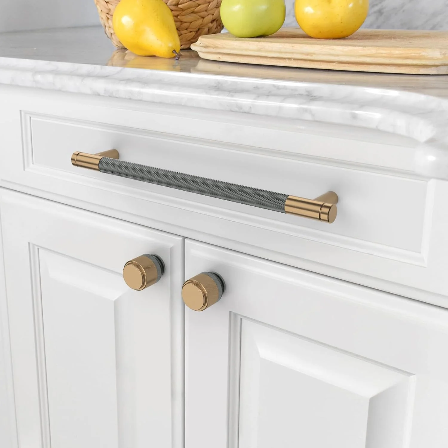 دستگیره کابینت طلایی 9BUILD، بسته 10 عددی، 192 میلی متر، دستگیره های خاکستری برای کابینت آشپزخانه، دستگیره های مبلمان آجدار، دستگیره آشپزخانه، دستگیره کشو، دستگیره درب، دستگیره کمد آشپزخانه