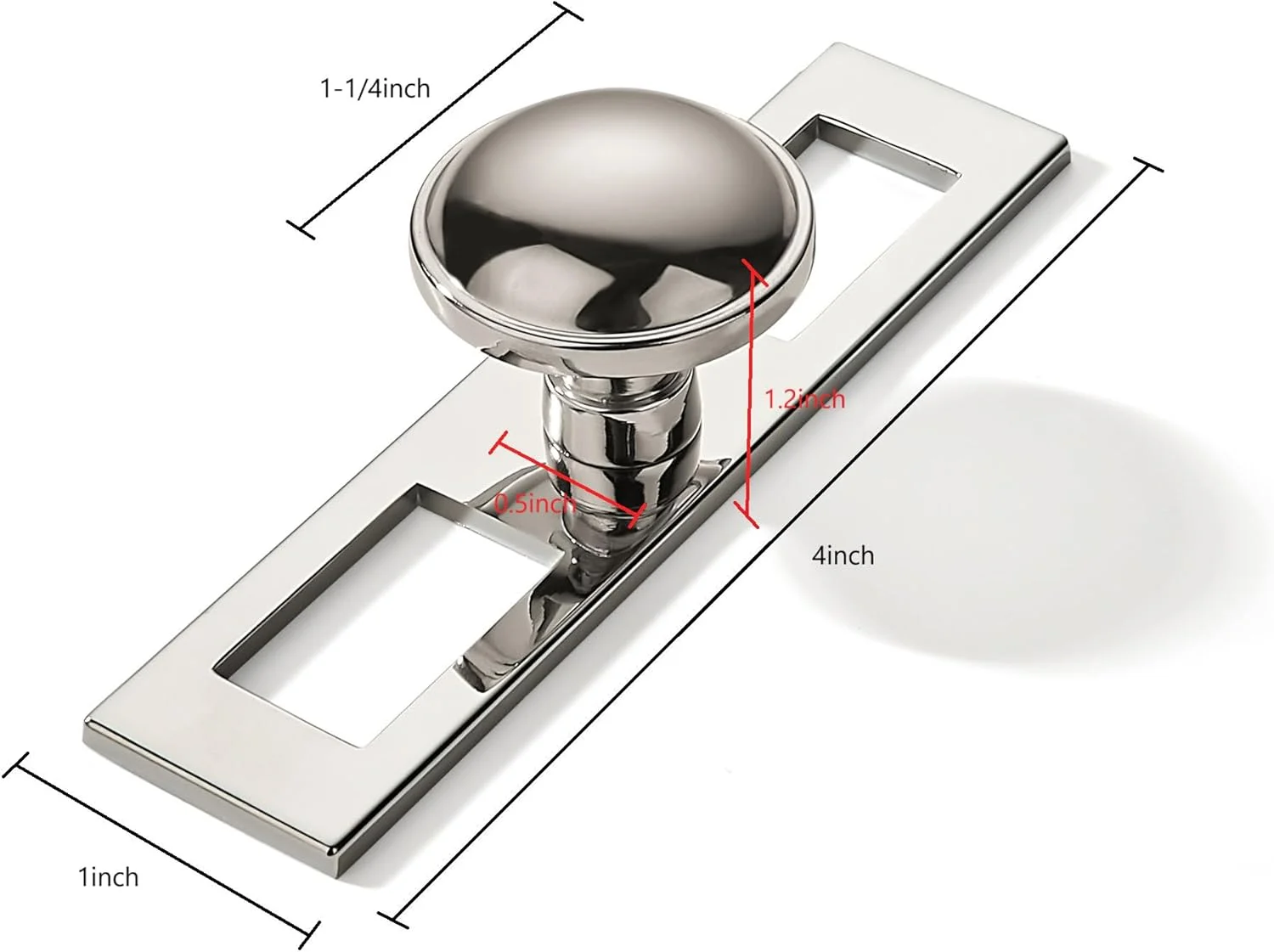 دستگیره کابینت نیکل براق Khtumeware، بسته 5 عددی، 1-1/4 اینچ، با صفحه پشتی و پایه، دستگیره های کابینت آشپزخانه و کشو از جنس زاماک