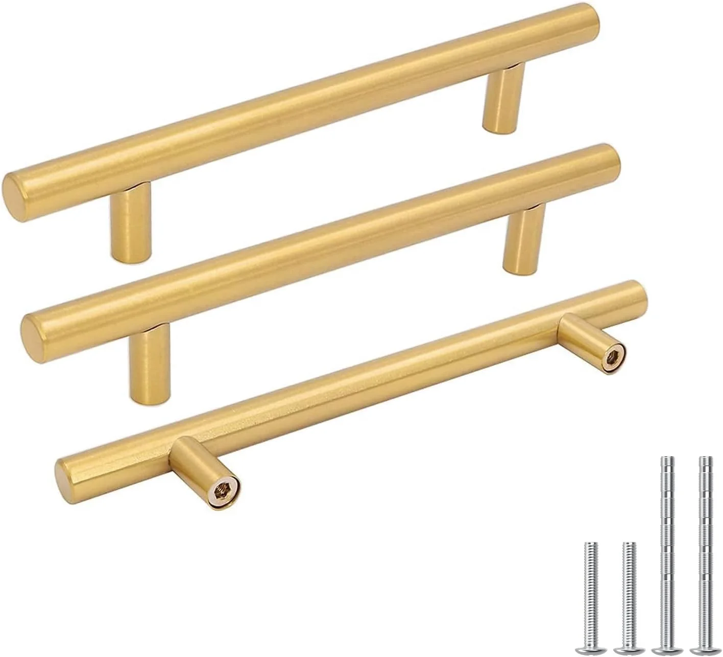 گلدن وارم 15 عدد دستگیره کابینت طلایی، دستگیره کشو 128 میلی متر، یراق آلات کابینت آشپزخانه برنجی برس خورده - LS201GD128 دستگیره درب کمد، مرکز سوراخ 5 اینچی، طول کلی 7-1/2 اینچ