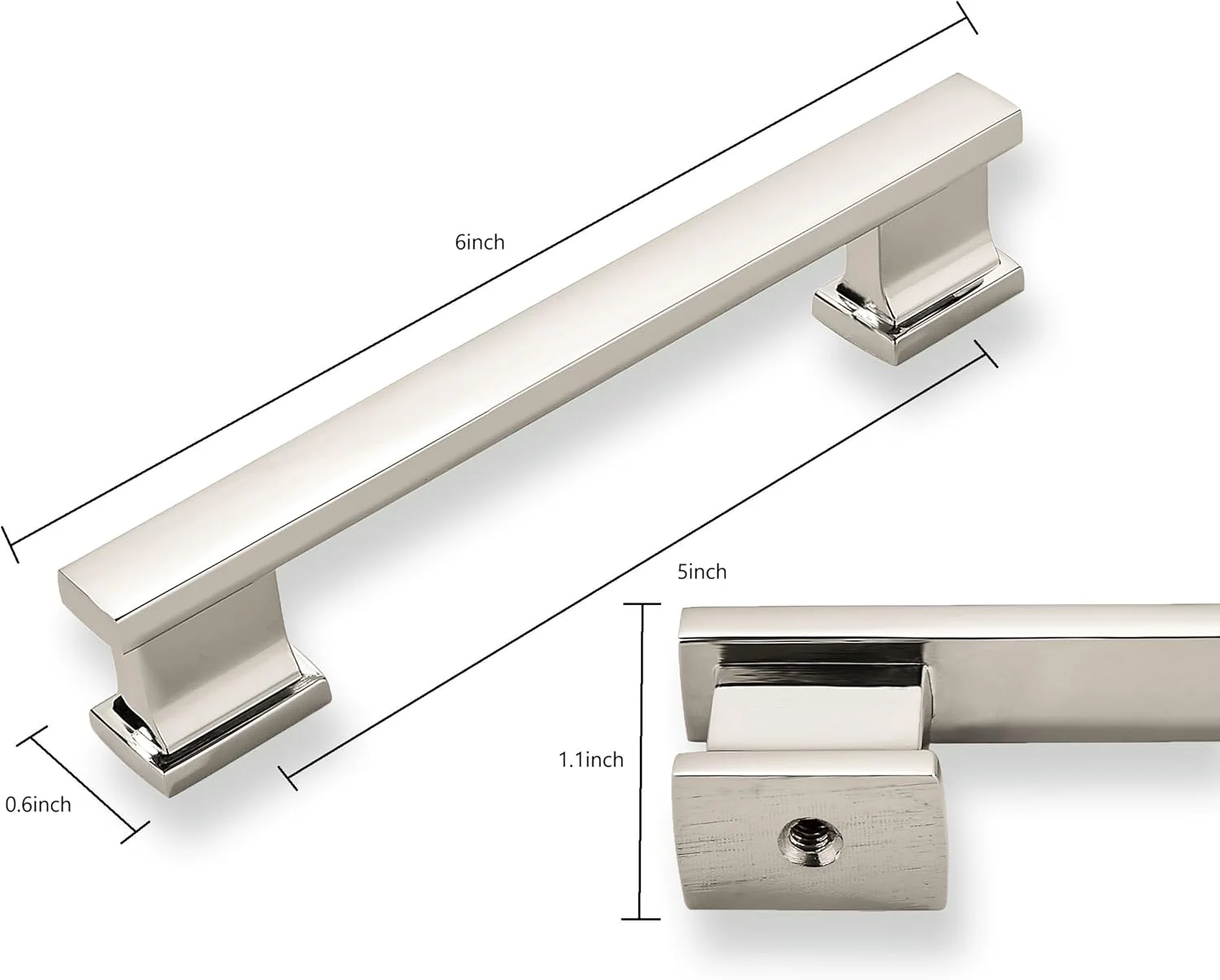 دستگیره کابینت آشپزخانه Khtumeware، نیکل براق، فاصله مرکز تا مرکز 5 اینچ، بسته 10 عددی، دستگیره های کشو، سخت افزار کابینت آشپزخانه