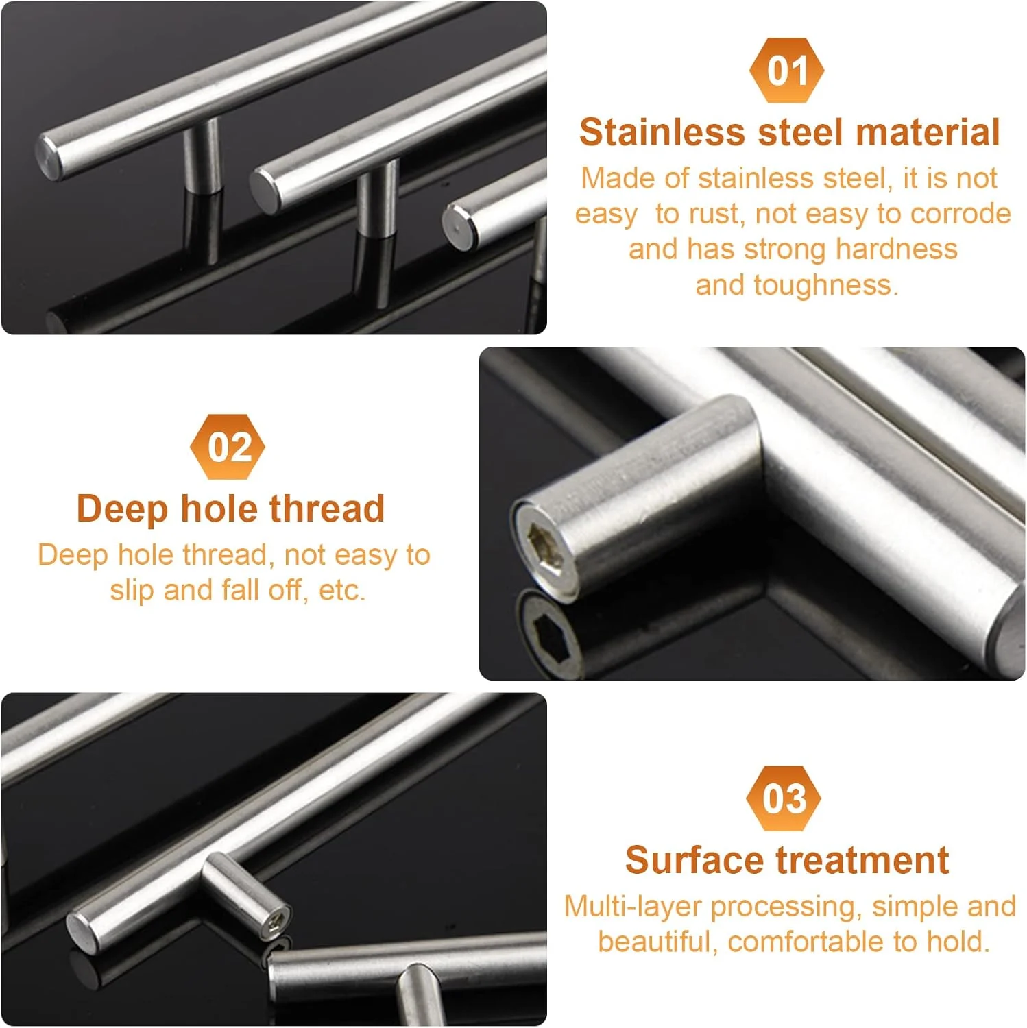 دستگیره کابینت Gtwinsone بسته 10 عددی، استیل ضد زنگ، 96 میلی متر، فاصله سوراخ، دستگیره آشپزخانه، دستگیره مبلمان برس خورده، دستگیره برای کابینت آشپزخانه، کشوها (نقره ای)