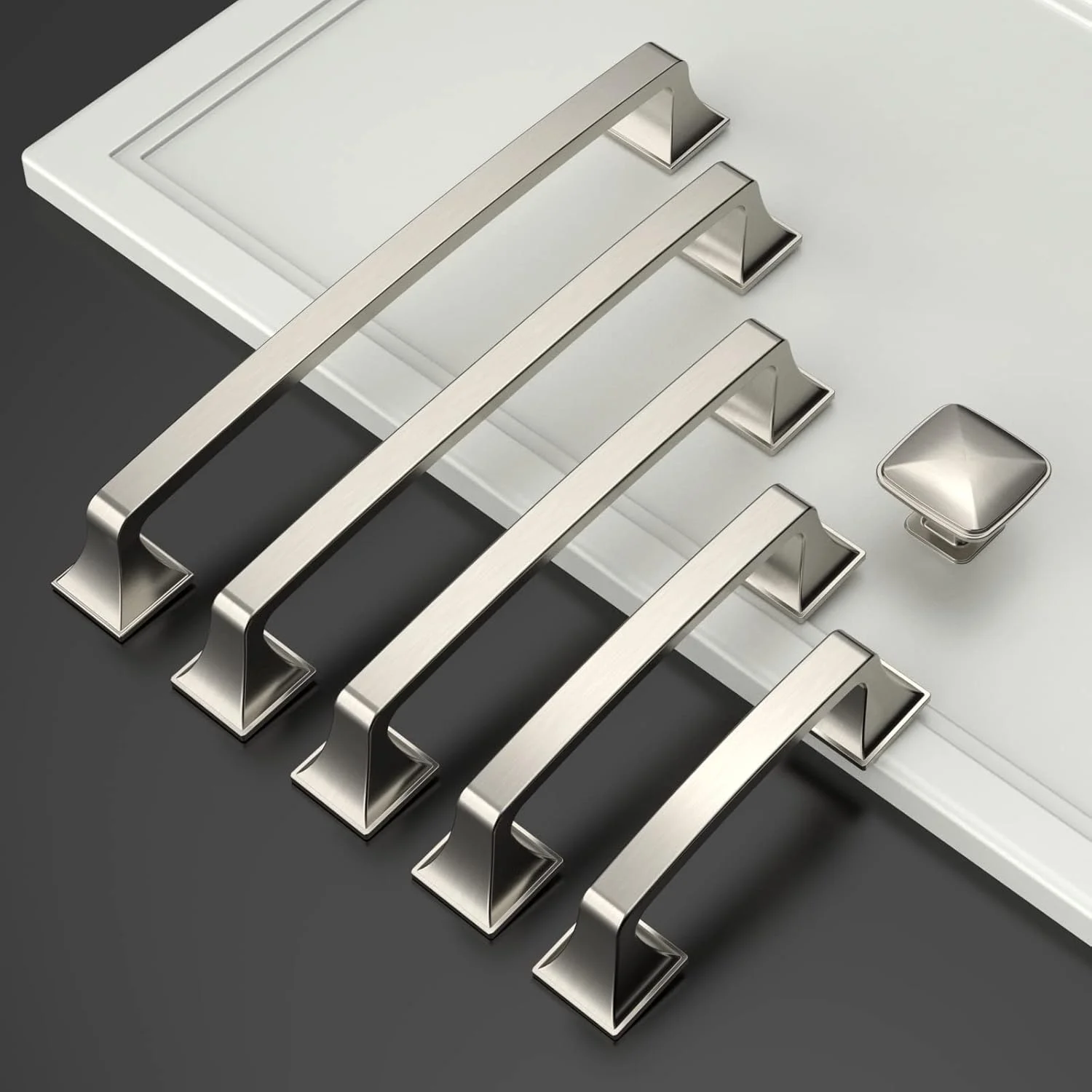 دستگیره کابینت آشپزخانه Amerdeco، بسته 10 عددی، نیکل ساتن برس خورده، 254 میلی متر (10 اینچ) فاصله سوراخ ها، سخت افزار دستگیره کابینت آشپزخانه، دستگیره کمد، دستگیره کشو