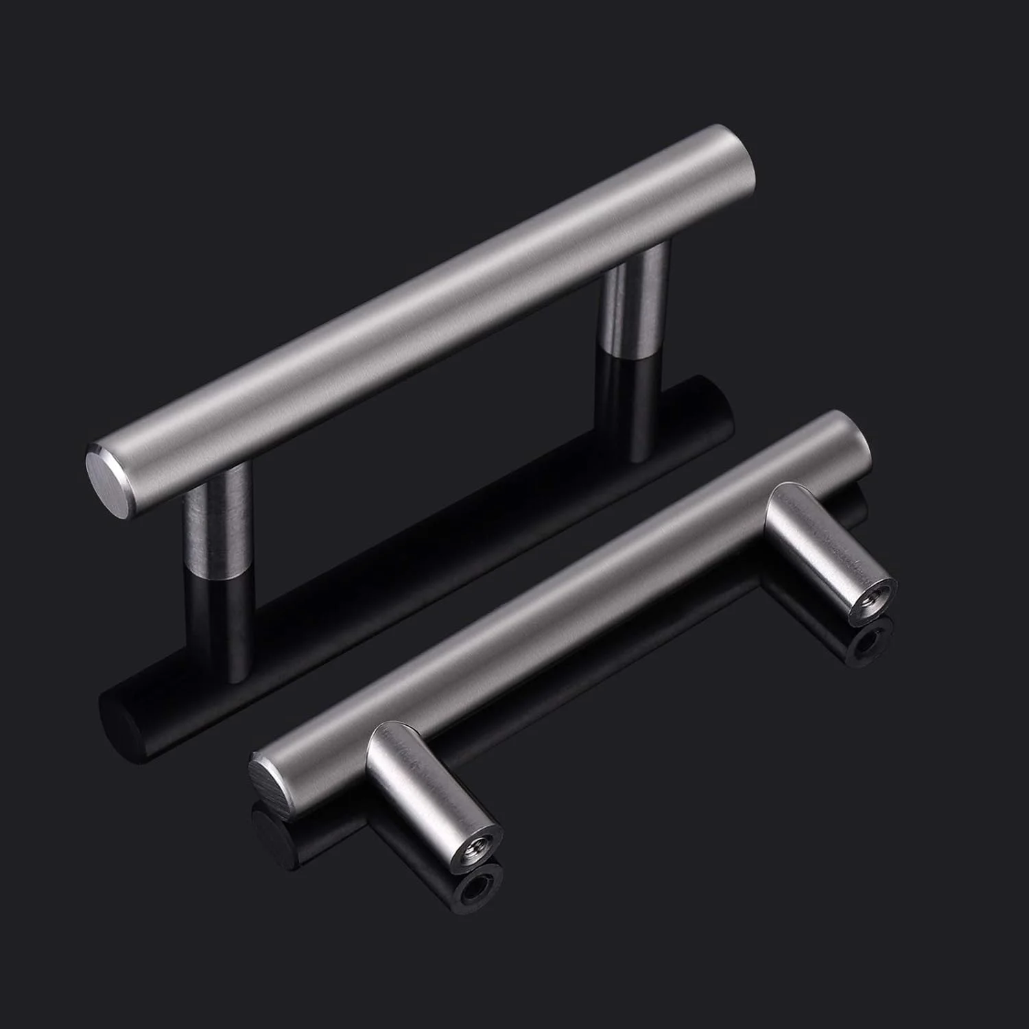 دستگیره کابینت استیل ضد زنگ پروبریكو، بسته 50 عددی، 3 اینچی، میله T، سبک مدرن اروپایی، نیکل برس خورده، دستگیره کمد آشپزخانه، کشوهای کمد، طول 5 اینچ