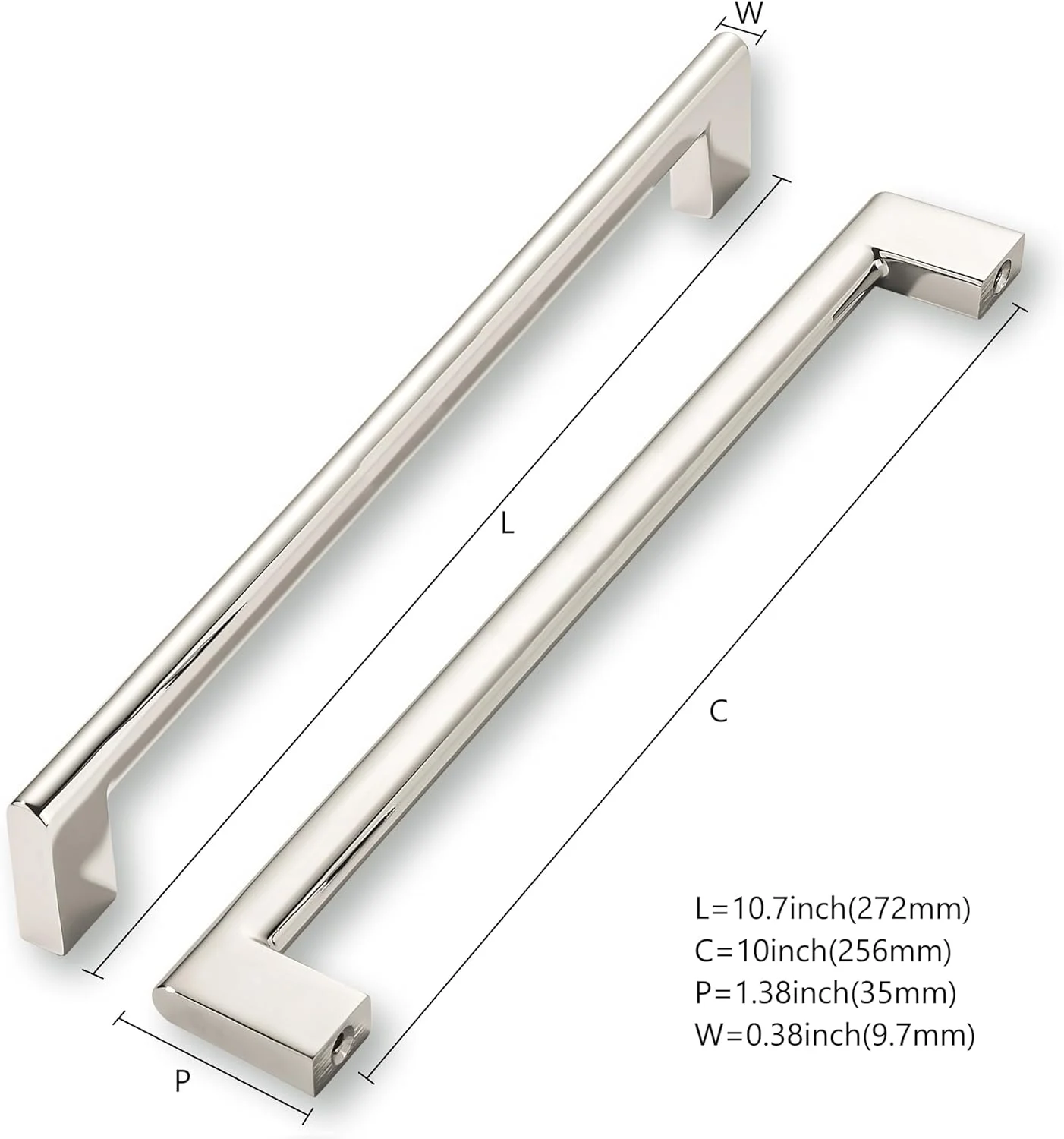 دستگیره کابینت نیکل پولیش شده khtumeware، مرکز سوراخ 10 اینچ، بسته 6 عددی، دستگیره کشوی آشپزخانه سنگین و بادوام، سخت افزار برای حمام، کشو، کابینت، درب کابینت