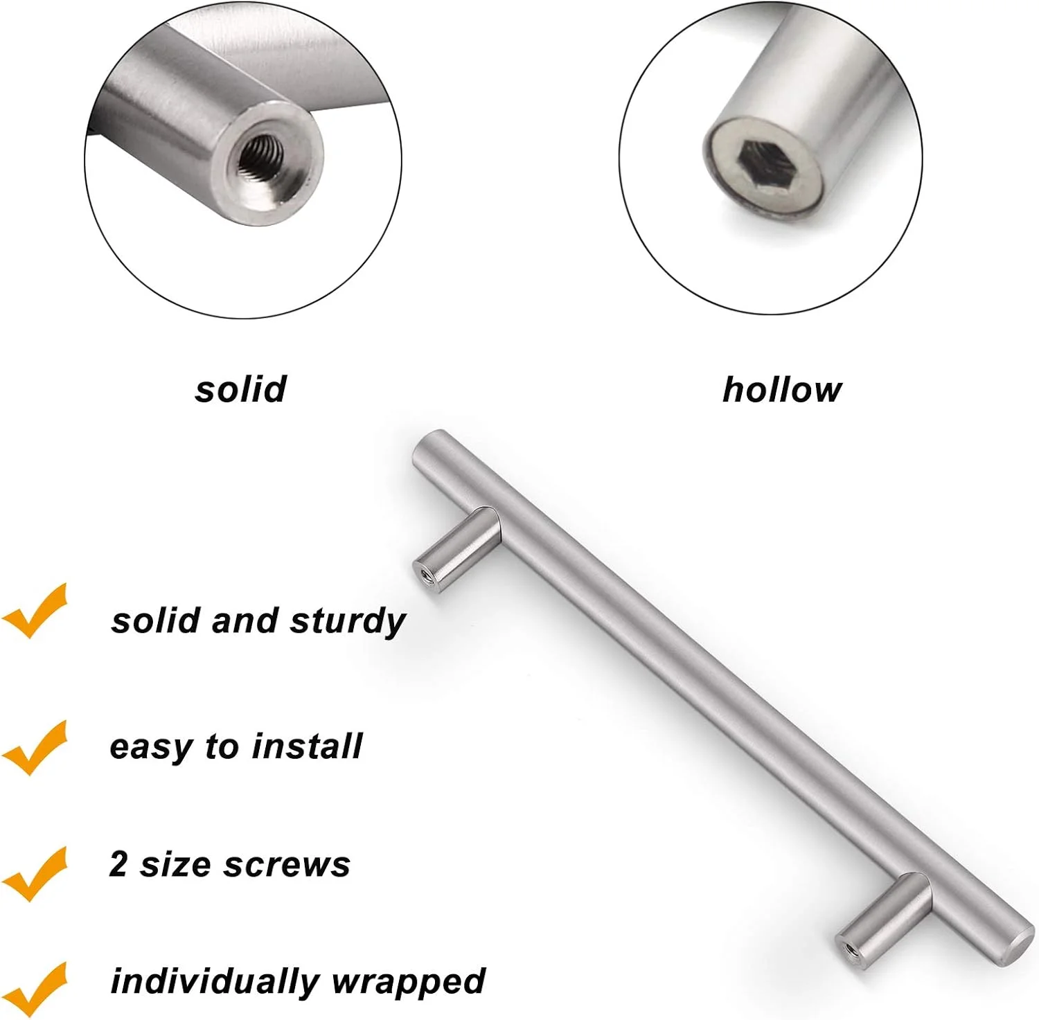 دستگیره کابینت استیل ضد زنگ پروبریكو، بسته 50 عددی، 3 اینچی، میله T، سبک مدرن اروپایی، نیکل برس خورده، دستگیره کمد آشپزخانه، کشوهای کمد، طول 5 اینچ