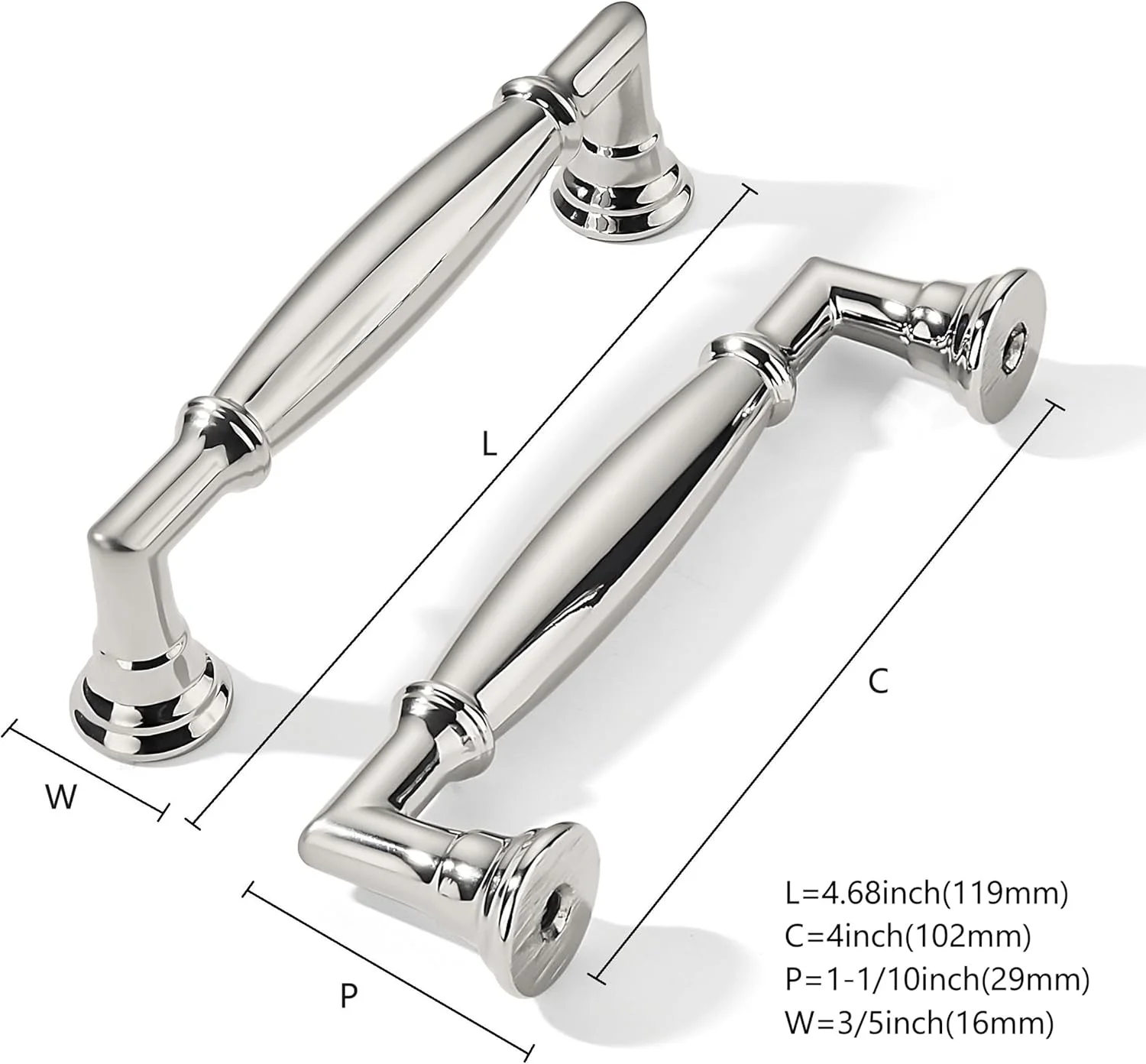 دستگیره کابینت نیکل براق ختوم ور، بسته 10 عددی، 102 میلی‌متری، دستگیره های بادوام و محکم برای سخت افزار کابینت آشپزخانه، مناسب برای کشو و کمد