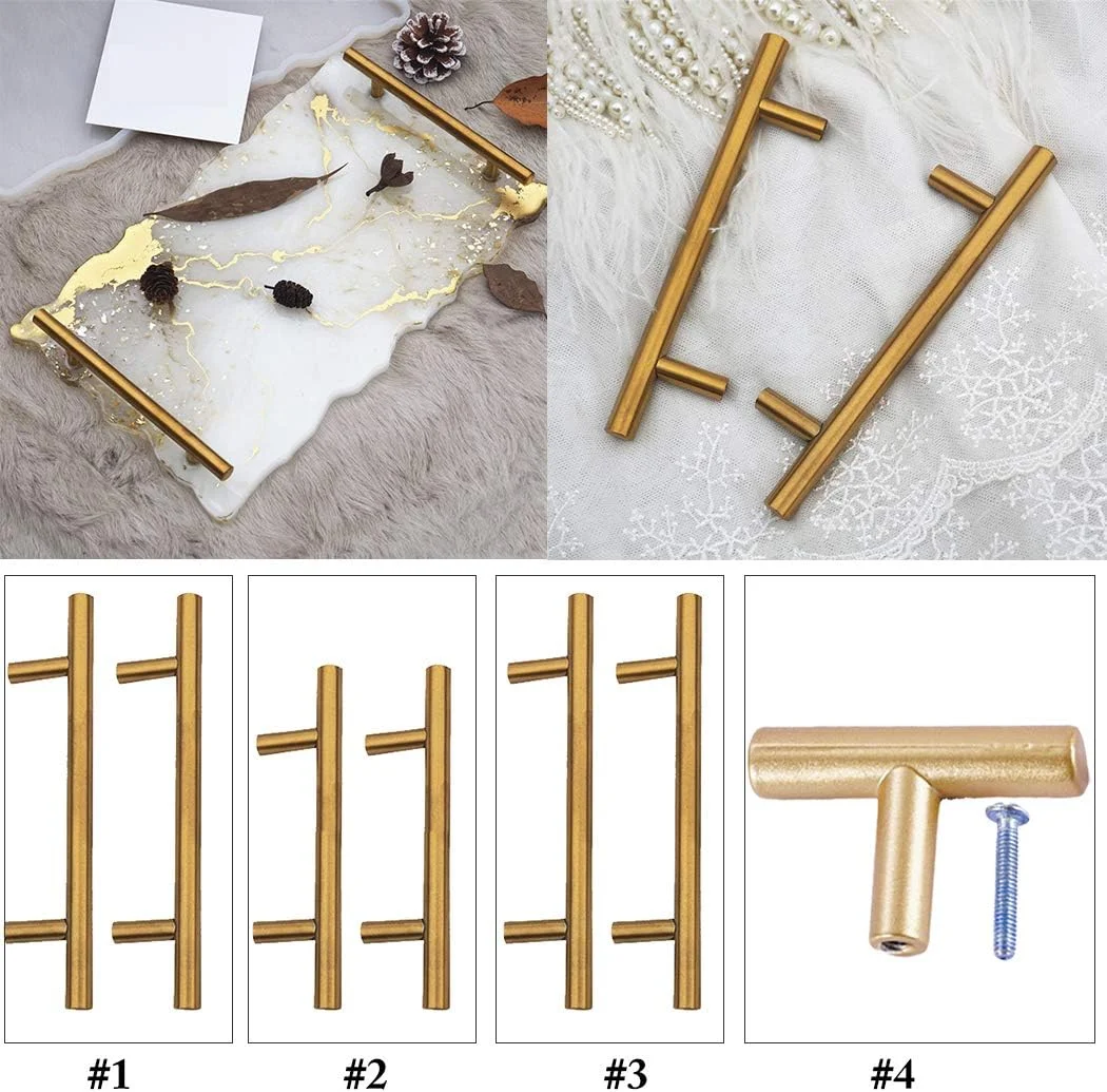 کاپمور 5 جفت دستگیره فلزی کابینت مدل T، دستگیره کمد، دستگیره کشو، پول برای صنایع دستی رزینی، تک سایز