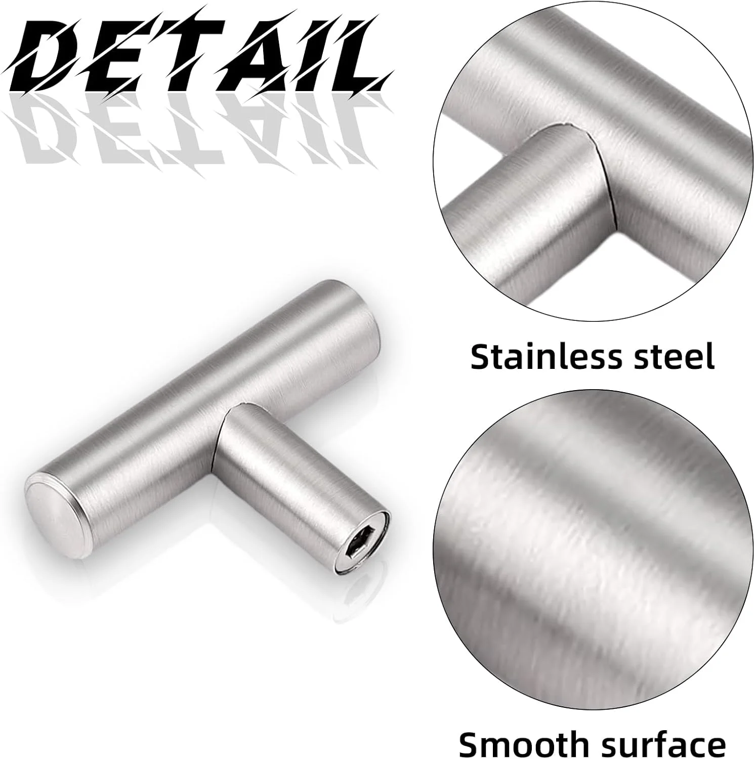ست چهارتایی دستگیره تی بار درب QttvbTna، دستگیره تک سوراخ استیل ضد زنگ نقره ای، دستگیره کشو مبلمان برای کمد، اتاق خواب، دراور ست چهارتایی دستگیره تی بار درب QttvbTna، دستگیره تک سوراخ استیل ضد زنگ نقره ای، دستگیره کشو مبلمان برای کمد، اتاق خواب، دراور