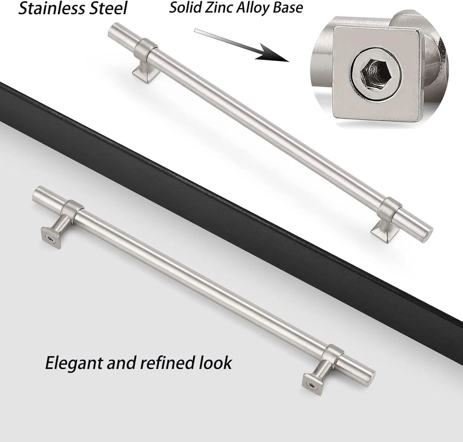 دستگیره کابینت knobelite بسته 15 عددی، دستگیره های استیل ضد زنگ کابینت آشپزخانه 8-4/5 اینچی، دستگیره های T شکل نیکل برس خورده برای کشوهای حمام دستگیره کابینت knobelite بسته 15 عددی، دستگیره های استیل ضد زنگ کابینت آشپزخانه 8-4/5 اینچی، دستگیره های T شکل نیکل برس خورده برای کشوهای حمام