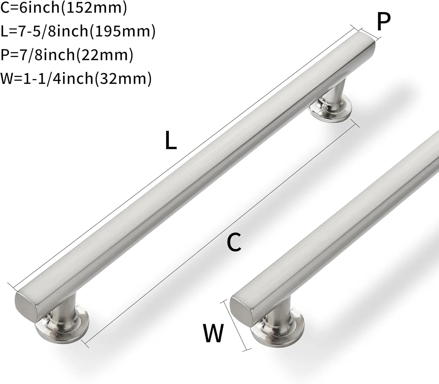 ZAUYX بسته 10 عددی دستگیره کابینت نیکل برس خورده 6 اینچی، دستگیره های مربعی جامد برای درب کابینت آشپزخانه، دستگیره های کمانی برای کابینت ها و کشوها