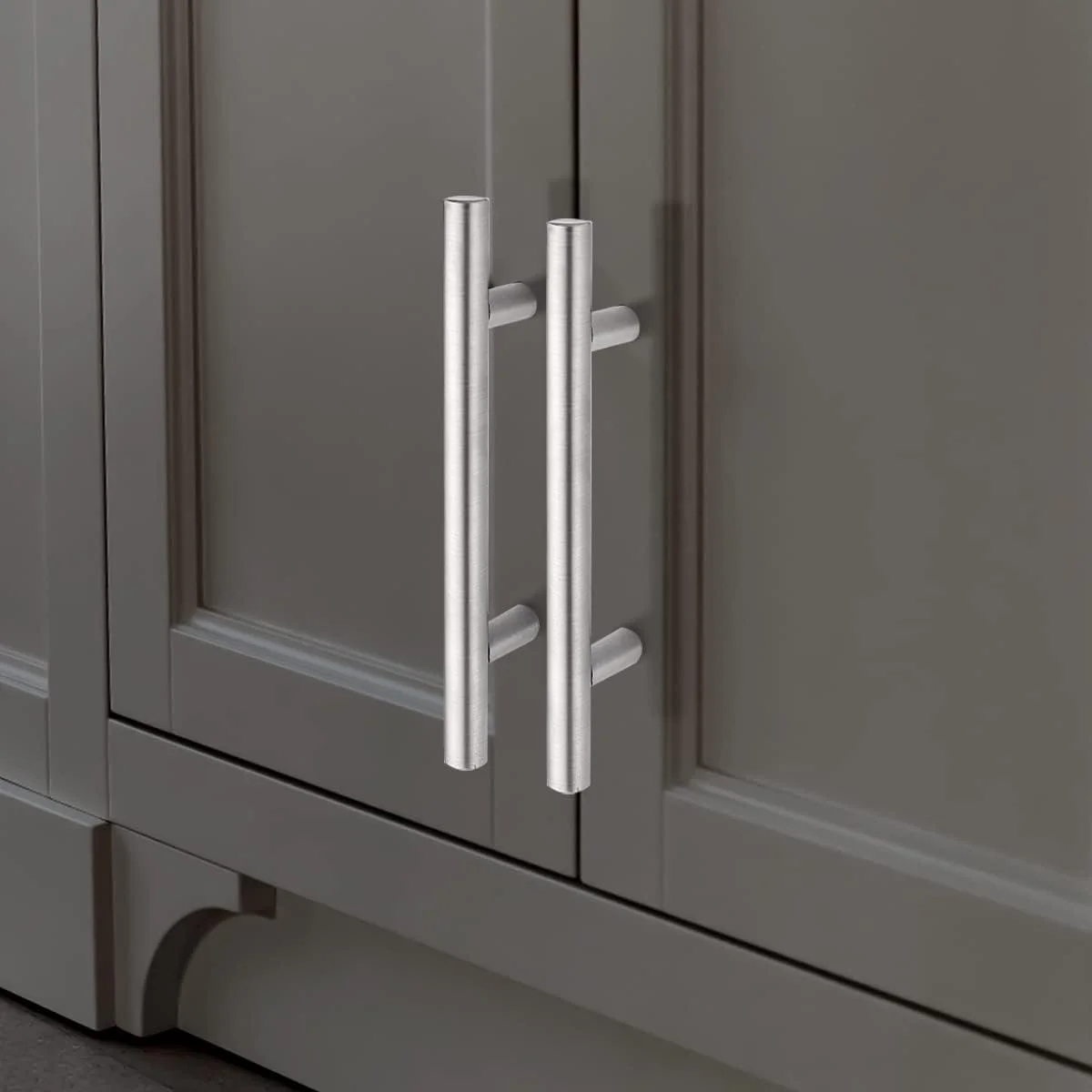 دستگیره کابینت پروبریكو، بسته 5 عددی، 4 اینچی، دستگیره های آشپزخانه، نیکل برس خورده، دستگیره های کشو استیل ضد زنگ، دستگیره های تی بار گرد برای کابینت و کمد