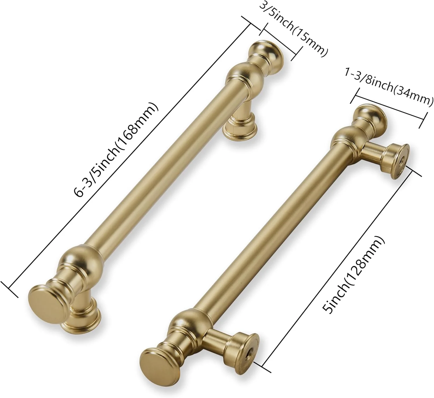 دستگیره کابینت برنجی برس خورده Khtumeware، بسته 10 عددی، 128 میلی متر فاصله سوراخ، دستگیره های سنگین و بادوام برای کابینت آشپزخانه، کمد و کشو، مناسب برای حمام