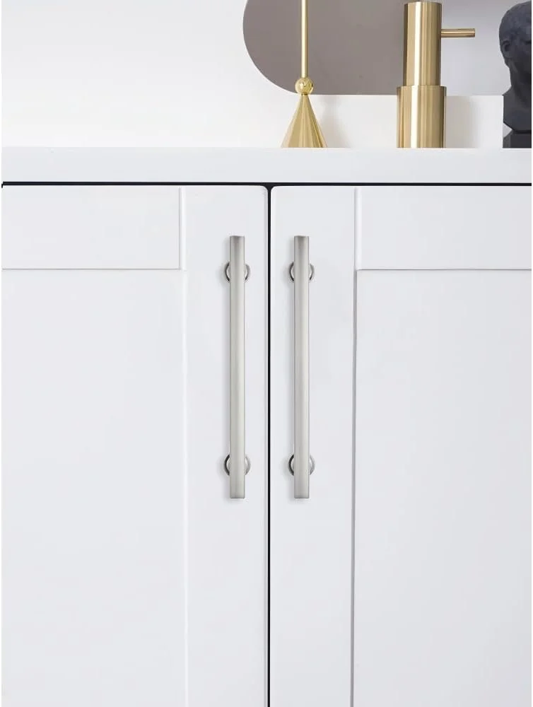 ZAUYX بسته 10 عددی دستگیره کابینت نیکل برس خورده 6 اینچی، دستگیره های مربعی جامد برای درب کابینت آشپزخانه، دستگیره های کمانی برای کابینت ها و کشوها