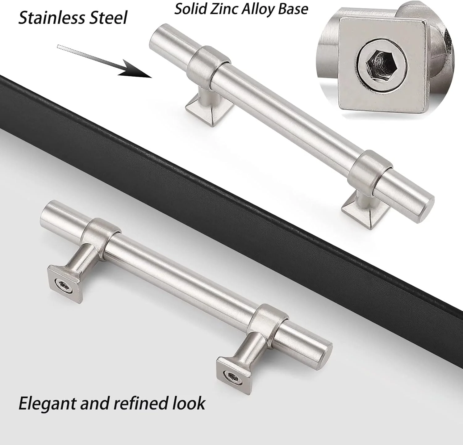 بسته 30 عددی دستگیره کابینت knobelite، دستگیره های استیل ضد زنگ 3 اینچی کابینت آشپزخانه، دستگیره های T شکل نیکل برس خورده برای کشوهای حمام