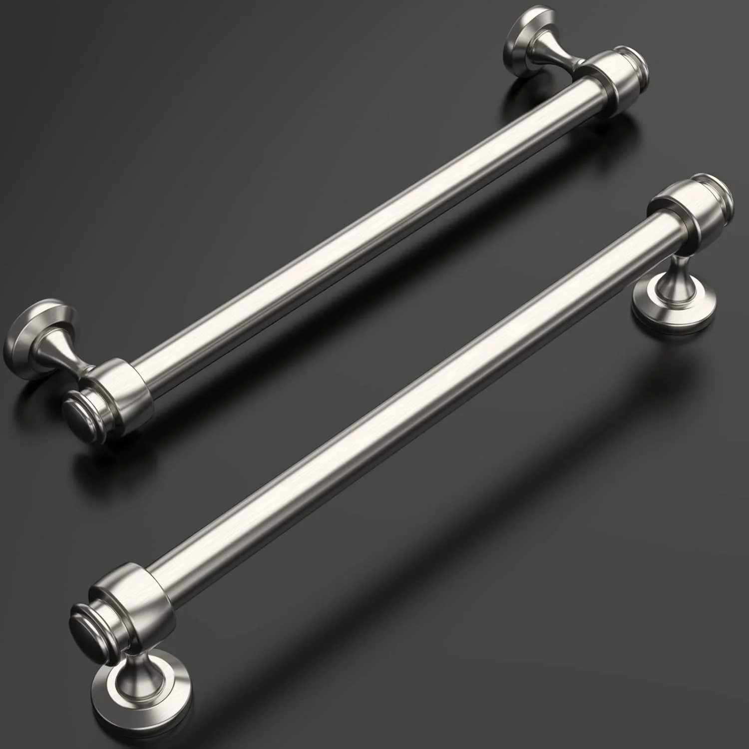 دستگیره کابینت Amerdeco، بسته 10 عددی، نیکل ساتن برس خورده، فاصله مرکز سوراخ 10 اینچ، سخت افزار کابینت آشپزخانه، دستگیره های جامد کابینت برای دستگیره های کشوی حمام مدل IH0005