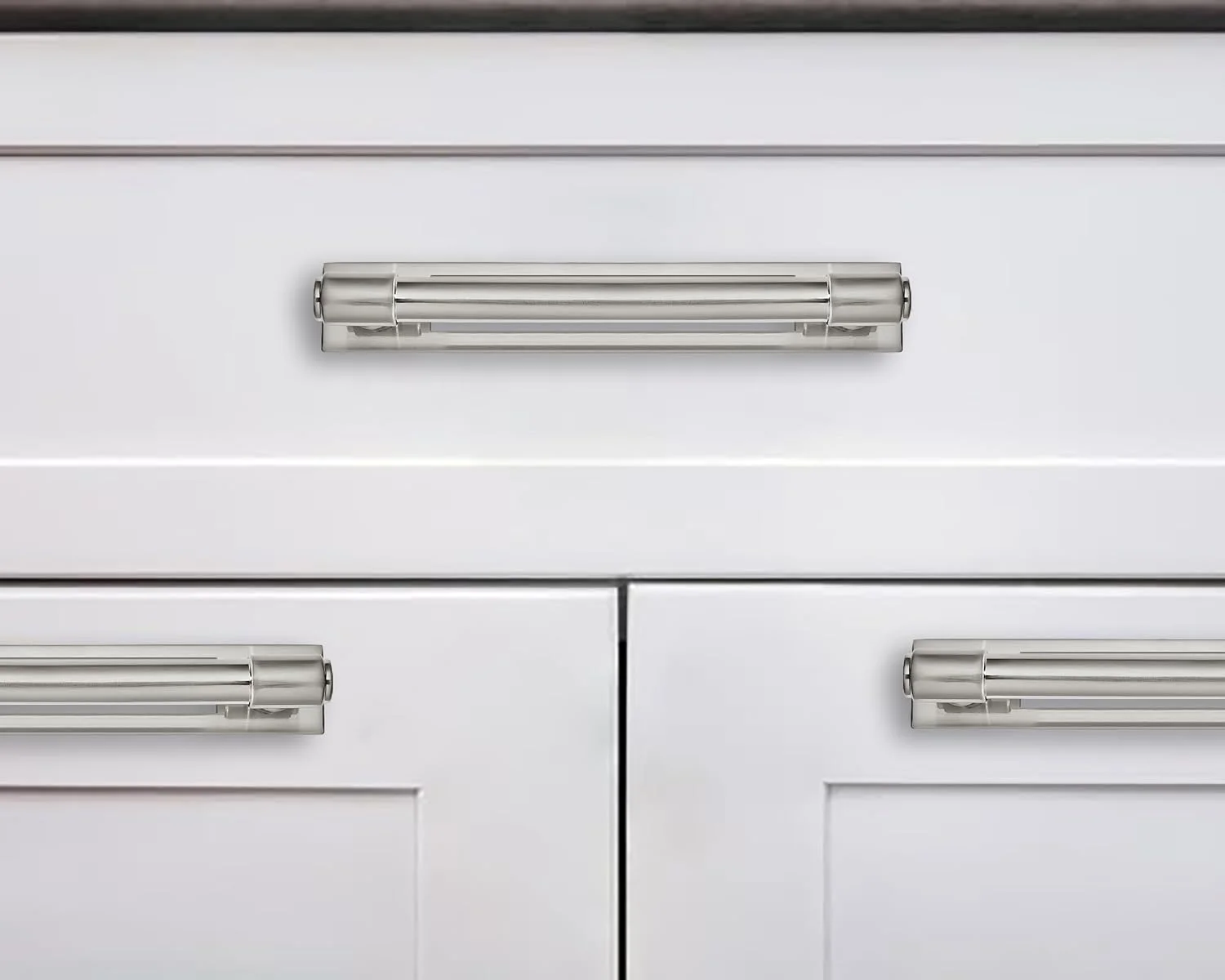 دستگیره کابینت کشو ختوم ور، بسته 5 عددی، 5 اینچی (128 میلی متر) فاصله مرکز تا مرکز، نیکل برس خورده با صفحه پشتی و پایه، دستگیره های سخت افزاری کابینت آشپزخانه