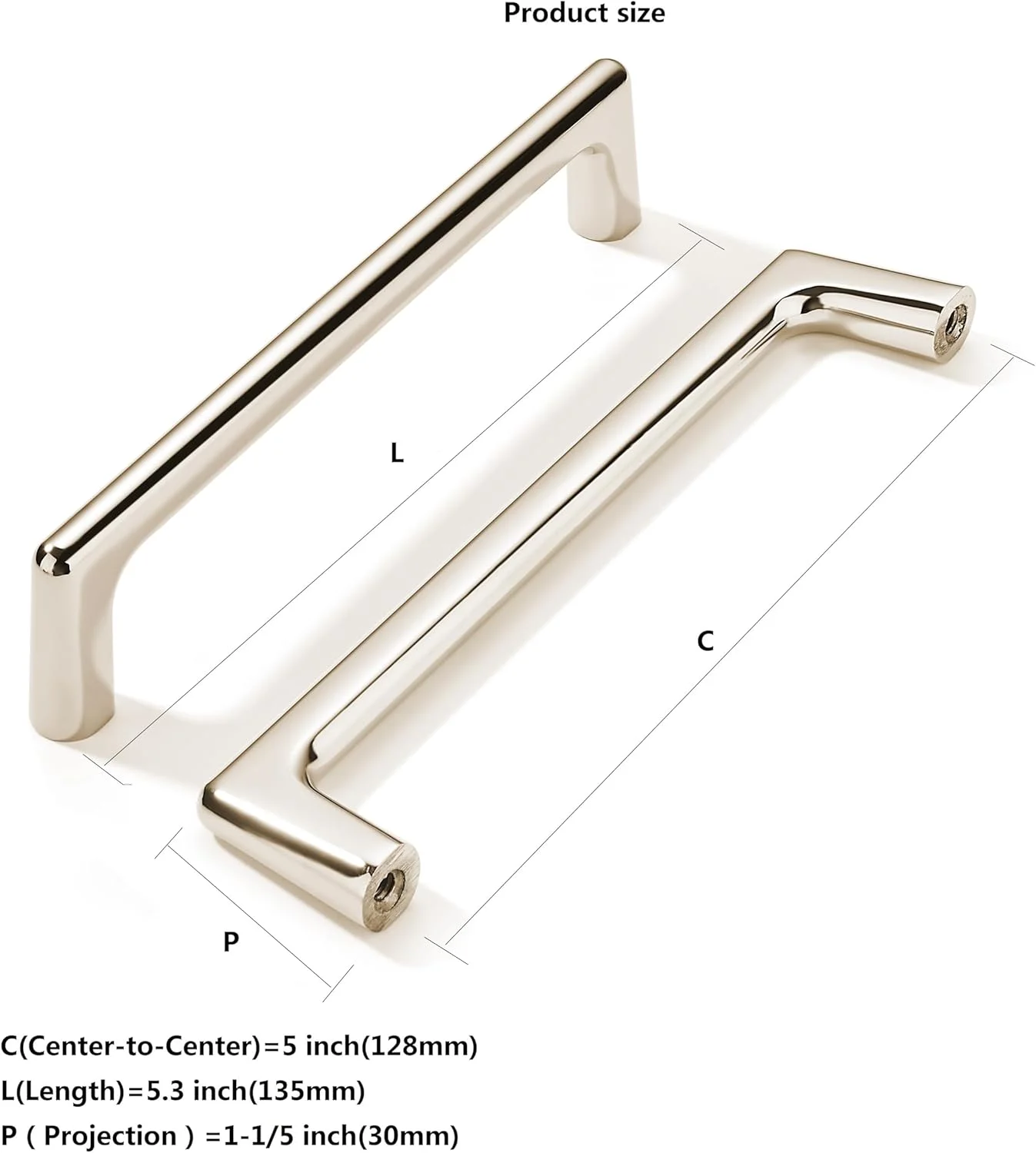 دستگیره کابینت نیکل براق Khtumeware بسته 6 عددی، 5 اینچ (128 میلی متر) فاصله مرکز سوراخ، سخت افزار کابینت آشپزخانه برای دستگیره های کشو کمد و کشوهای لباس