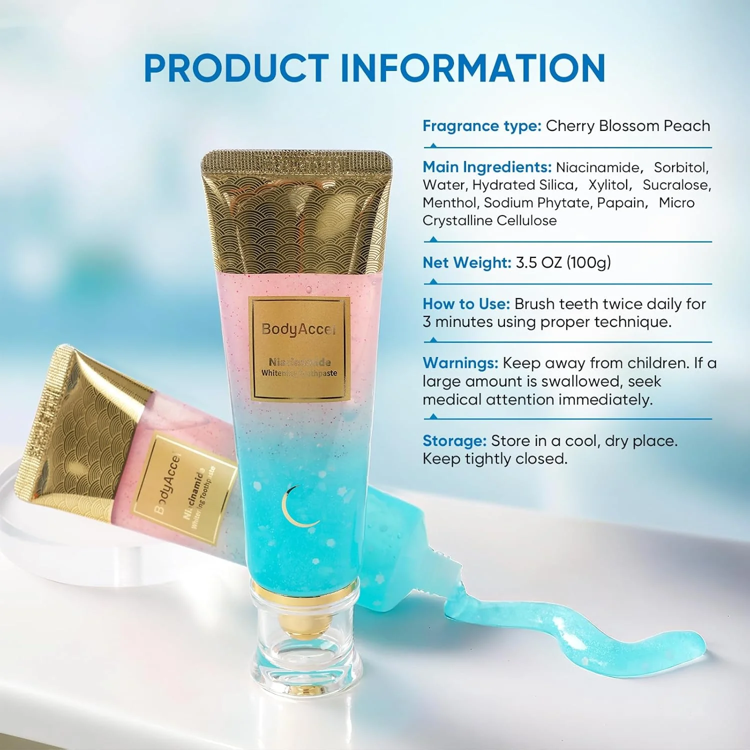 خمیر دندان سفید کننده نیاسینامید BodyAccel - خمیر دندان سفید کننده طبیعی با نیاسینامید، فرمول ملایم برای دندان های روشن تر و تنفس تازه، بسته 2 عددی (2) خمیر دندان سفید کننده نیاسینامید BodyAccel - خمیر دندان سفید کننده طبیعی با نیاسینامید، فرمول ملایم برای دندان های روشن تر و تنفس تازه، بسته 2 عددی (2)