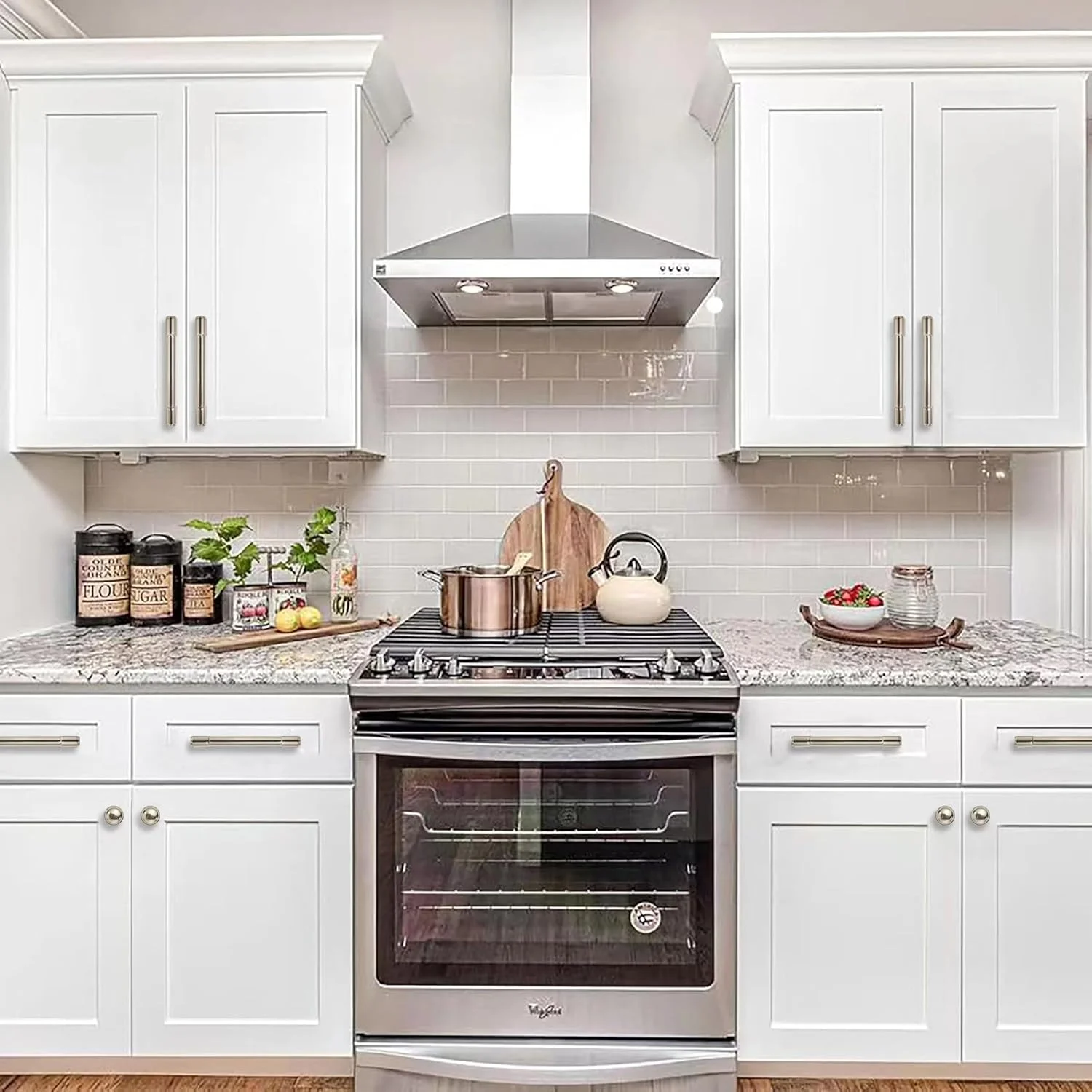 دستگیره کابینت نیکل براق CABDM، بسته 10 عددی، 5 اینچ (128 میلی متر) فاصله مرکز سوراخ، سخت افزار آشپزخانه برای کابینت و کشو