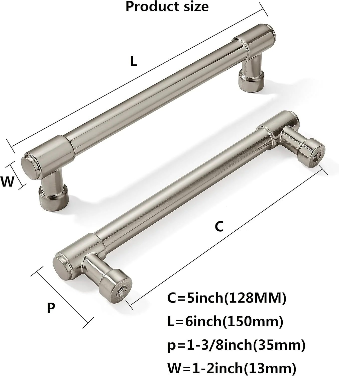 دستگیره کابینت Khtumeware نیکل ساتن برس خورده - مرکز به مرکز 5 اینچ (تقریباً 128 میلی متر) - بسته 12 عددی - دستگیره آشپزخانه برای کابینت، دستگیره کمد، دستگیره کشو