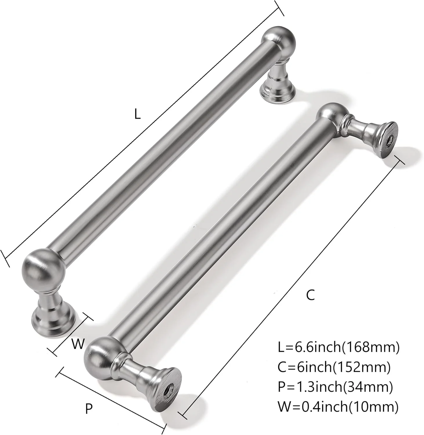 دستگیره کابینت نیکل ساتن برس خورده Khtumeware، بسته 10 عددی، مرکز سوراخ 6 اینچی، دستگیره های بادوام و محکم برای کابینت ها، کمدها، آشپزخانه و حمام