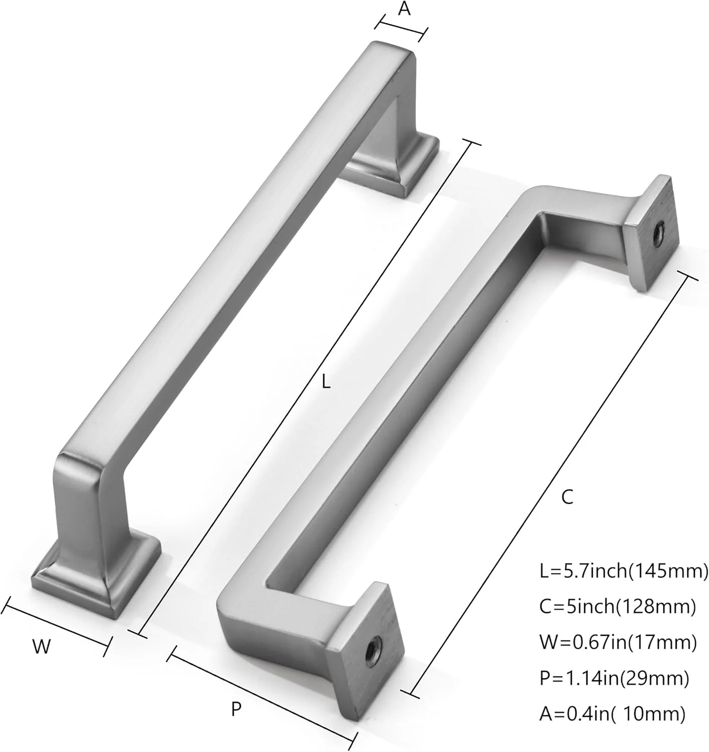 دستگیره کابینت نیکل برس خورده Khtumeware، بسته 6 عددی، فاصله مرکز سوراخ 5 اینچ (128 میلی متر)، دستگیره های کابینت نیکل ساتن جامد، سخت افزار آشپزخانه، میله مستقیم برای کابینت ها و کشوها