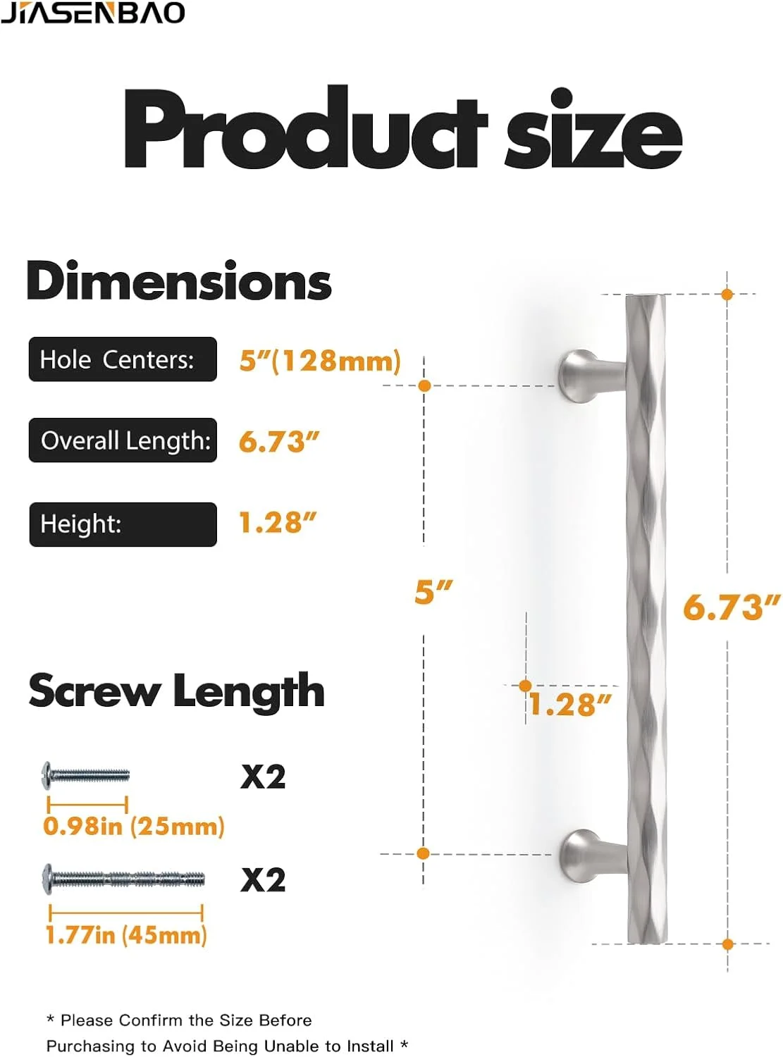 دستگیره کابینت نیکل برس خورده JIASENBAO، مرکز سوراخ 5 اینچی، بسته 10 عددی، دستگیره های نقره ای کابینت، سخت افزار تزئینی کشو آشپزخانه، کمد لباس، حمام، روشویی، سخت افزار کابینت لوزی