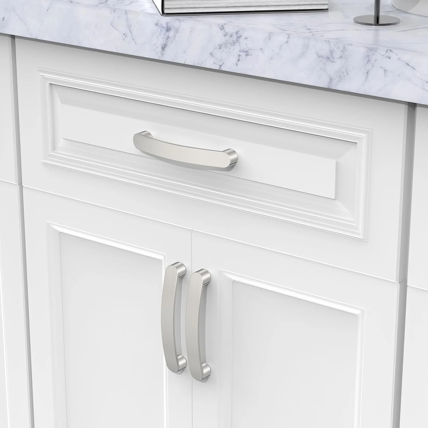 دستگیره کابینت نیکل برس خورده Furniware - بسته 10 عددی، فاصله مرکز سوراخ 128 میلی متر (5 اینچ)، سخت افزار مدرن کابینت آشپزخانه و حمام