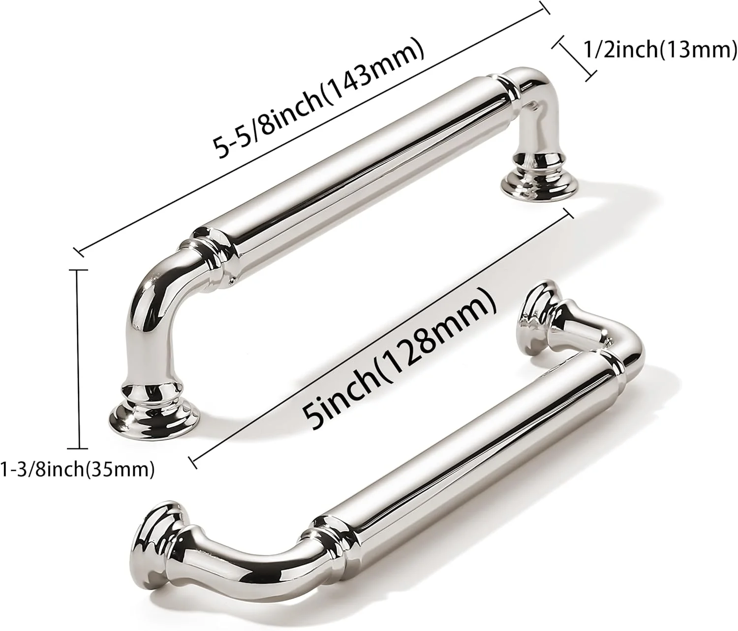 دستگیره کابینت ۱۰ عددی نیکل براق khtumeware، مقاوم و بادوام، مرکز سوراخ ۵ اینچ (۱۲۸ میلی متر)، مناسب برای کابینت آشپزخانه، حمام و کمد