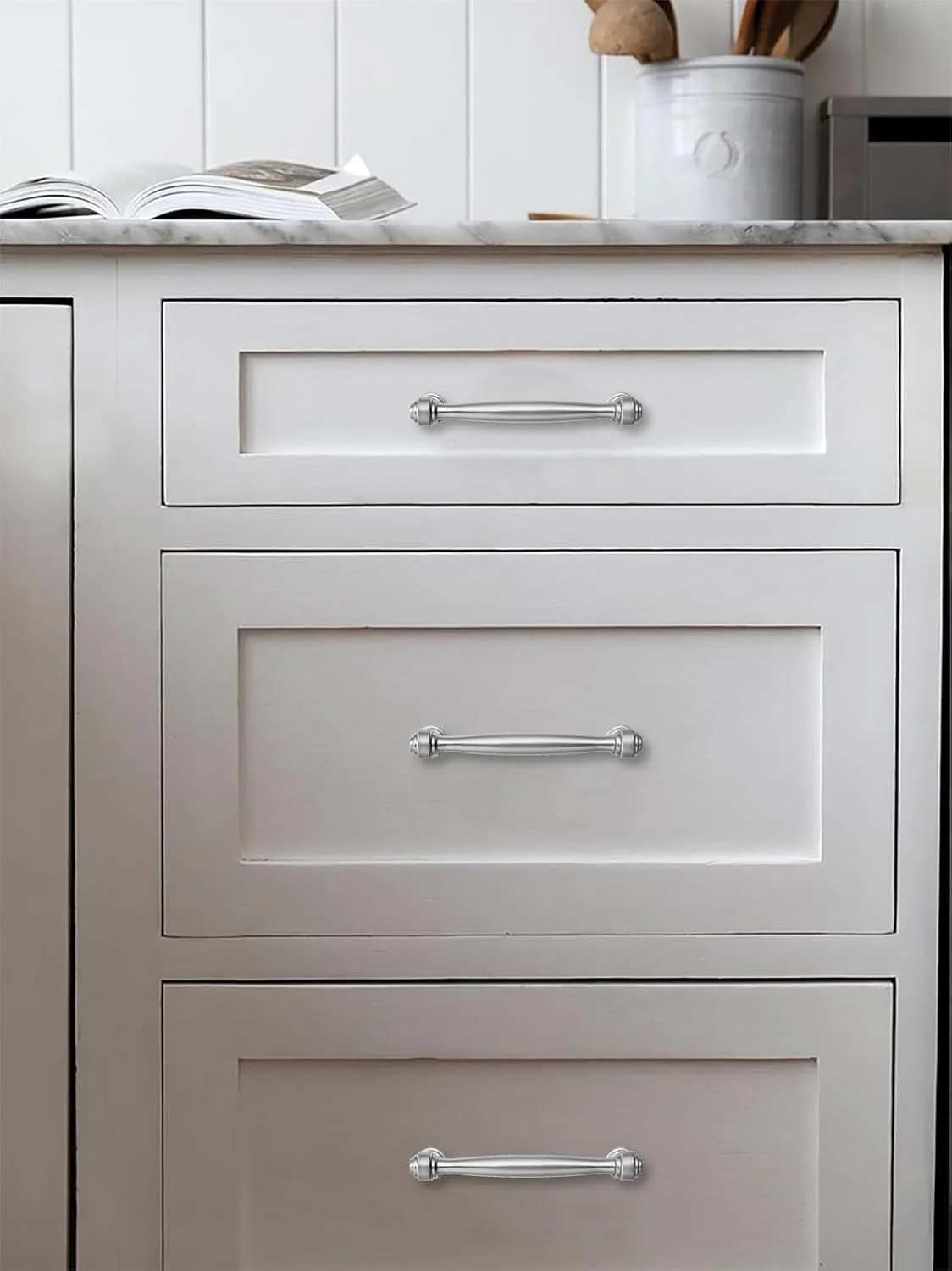 ZAUYX بسته 10 عددی دستگیره کابینت 5 اینچی با روکش نیکل ساتن برس خورده، سخت افزار کابینت آشپزخانه، دستگیره برای کابینت، دستگیره کمد، دستگیره کشو