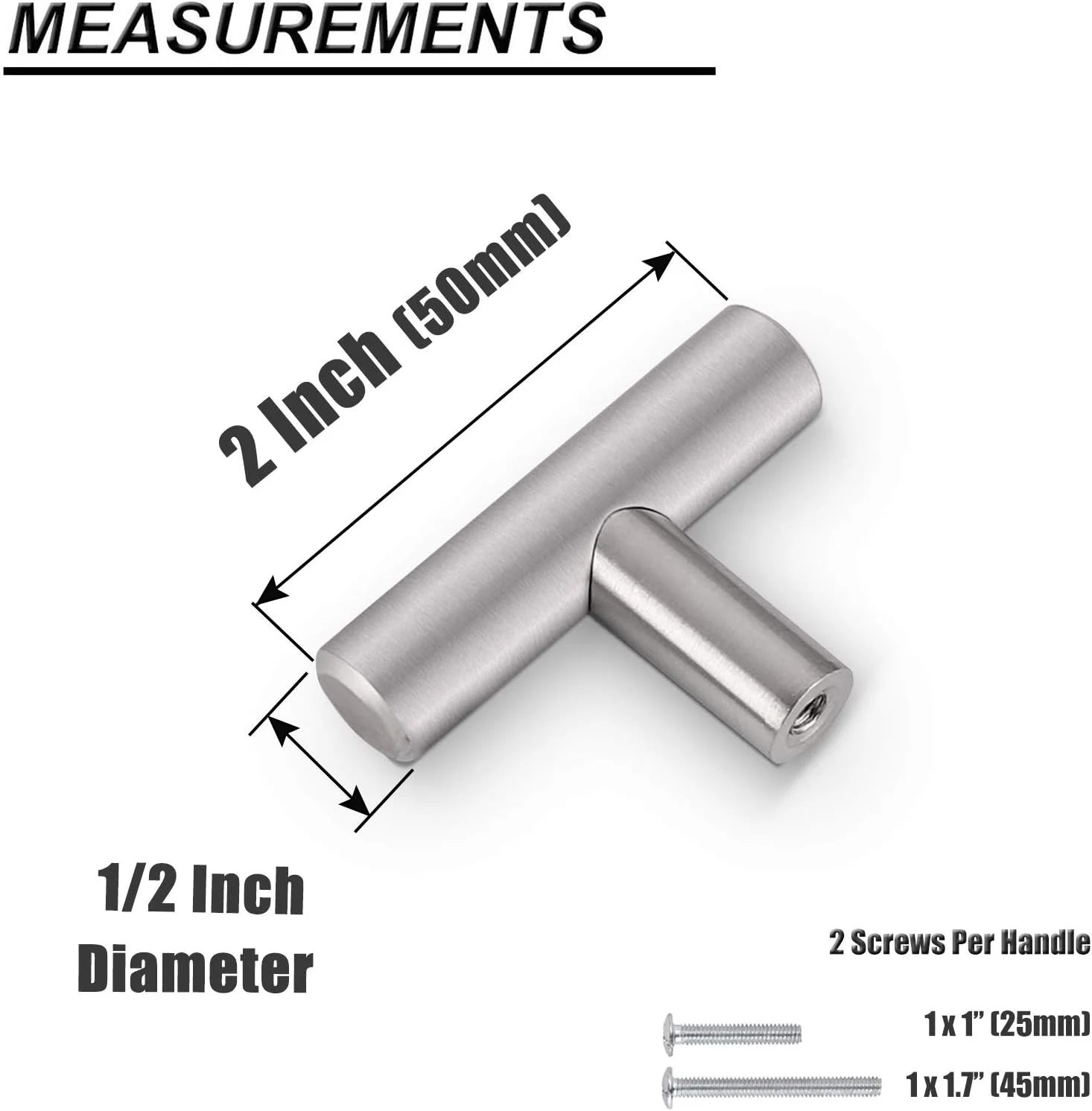 دستگیره های کابینت T شکل استیل ضد زنگ پروبریكو، دستگیره کشو نیکل برس خورده، بسته 5 عددی مدل PS201SSS