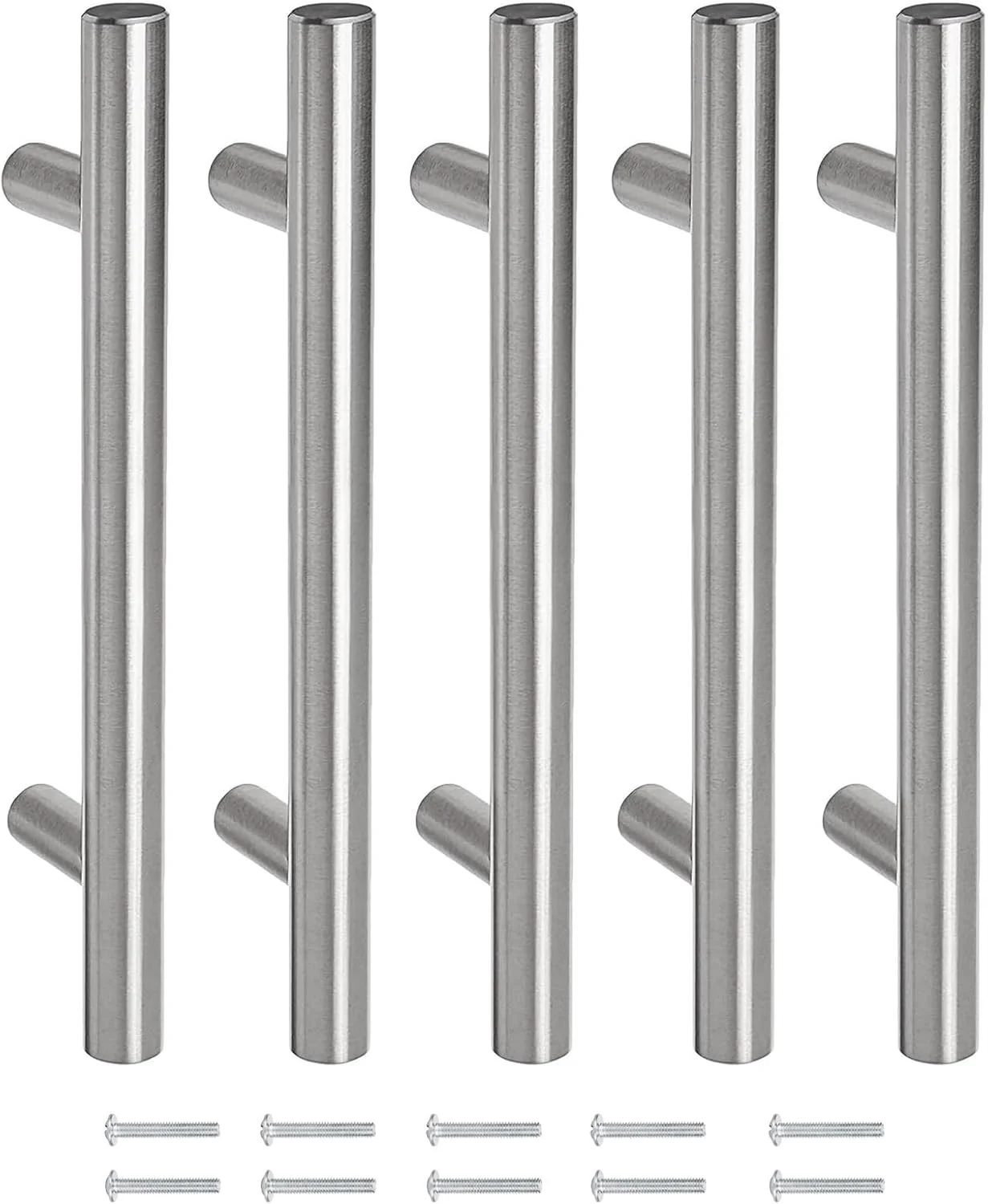 دستگیره درب روبیک، 5 عدد دستگیره میله ای استیل 10 سانتی متری برای مبلمان، کابینت آشپزخانه، کشو کمد - نقره ای دستگیره درب روبیک، 5 عدد دستگیره میله ای استیل 10 سانتی متری برای مبلمان، کابینت آشپزخانه، کشو کمد - نقره ای