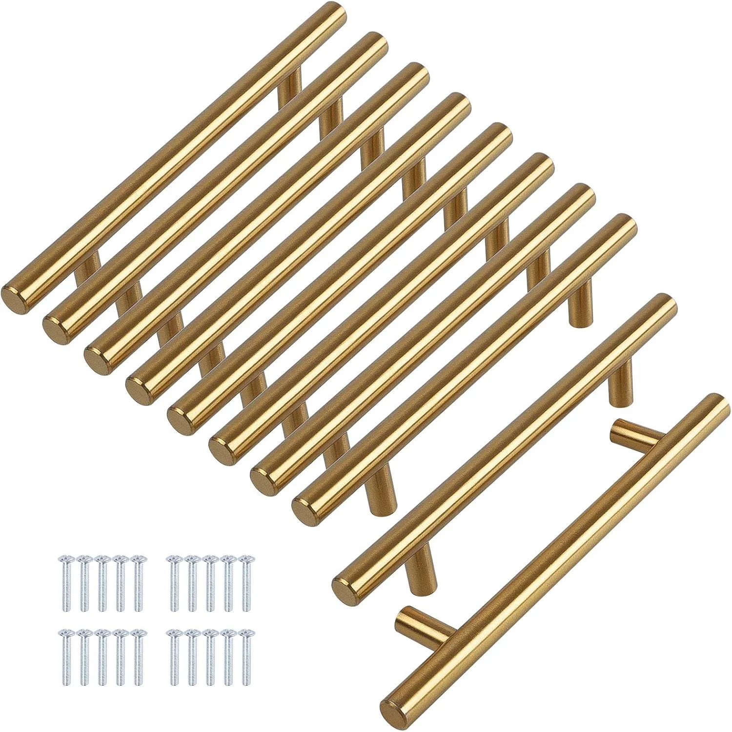 هاتچ بسته 10 عددی دستگیره کشو کابینت برنجی برس خورده 8 اینچی، دستگیره T شکل استیل ضد زنگ، طول 6 اینچ، فاصله مرکز سوراخ 5 اینچ هاتچ بسته 10 عددی دستگیره کشو کابینت برنجی برس خورده 8 اینچی، دستگیره T شکل استیل ضد زنگ، طول 6 اینچ، فاصله مرکز سوراخ 5 اینچ