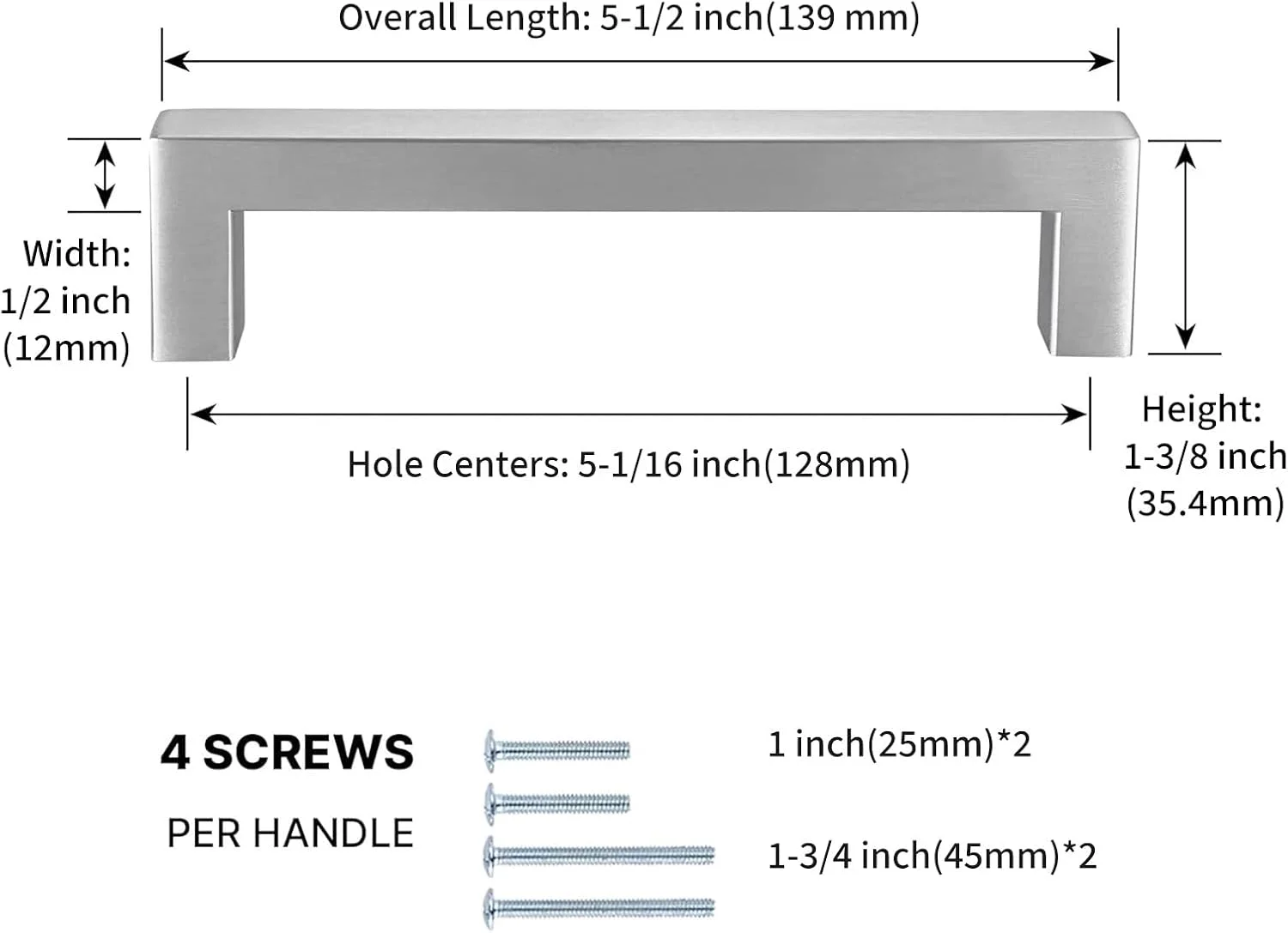 گلدن وارم بسته 10 عددی دستگیره کابینت 5 اینچی نیکل برس خورده - LSJ12BSS128 دستگیره های کابینت آشپزخانه استیل ضد زنگ دستگیره های کشو سخت افزار کابینت دستگیره و دستگیره درب کابینت