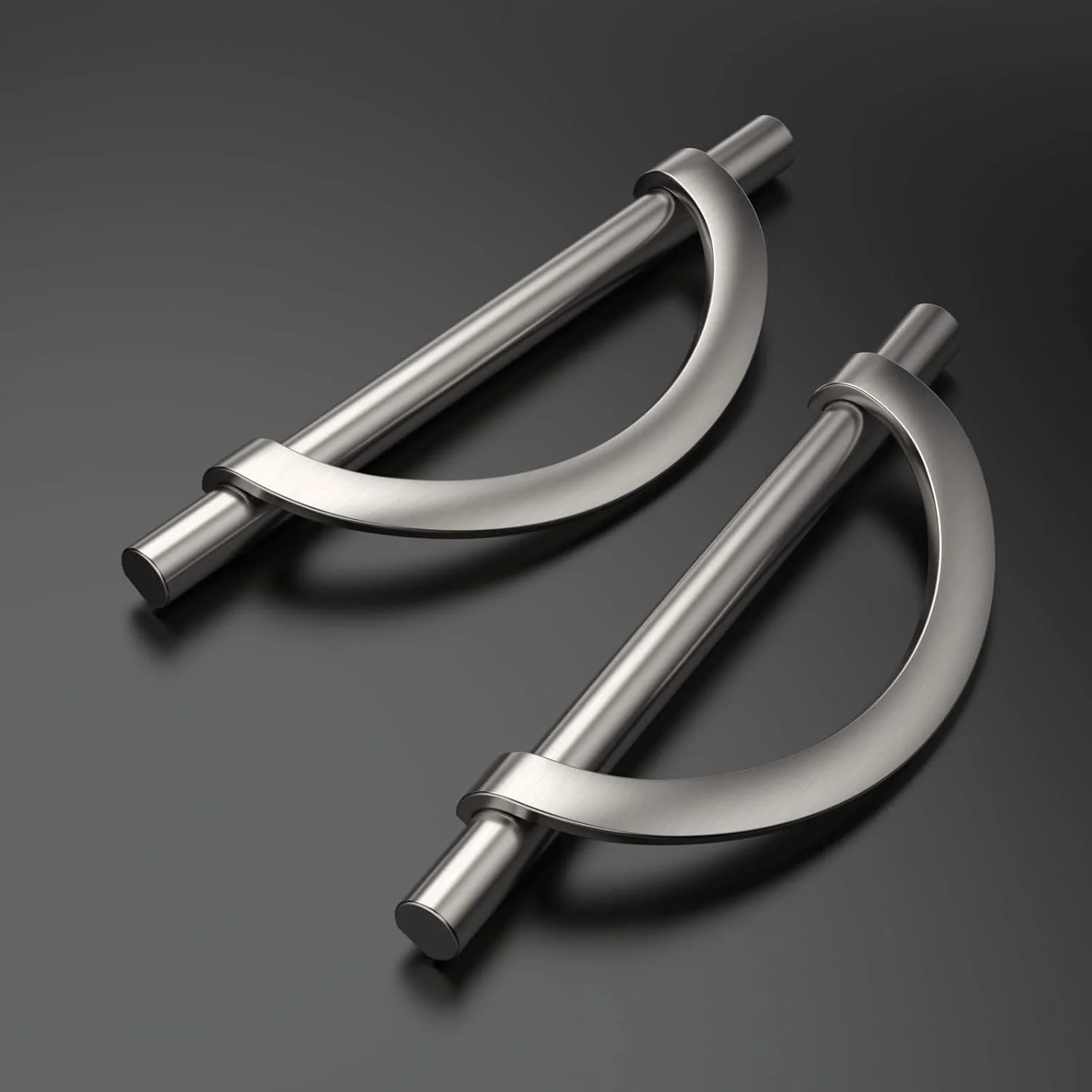 دستگیره کابینت Amerdeco، بسته 10 عددی، نیکل ساتن برس خورده، فاصله مرکز سوراخ 5 اینچ (128 میلی متر)، دستگیره های سخت افزاری کابینت آشپزخانه، دستگیره کابینت، دستگیره کشو