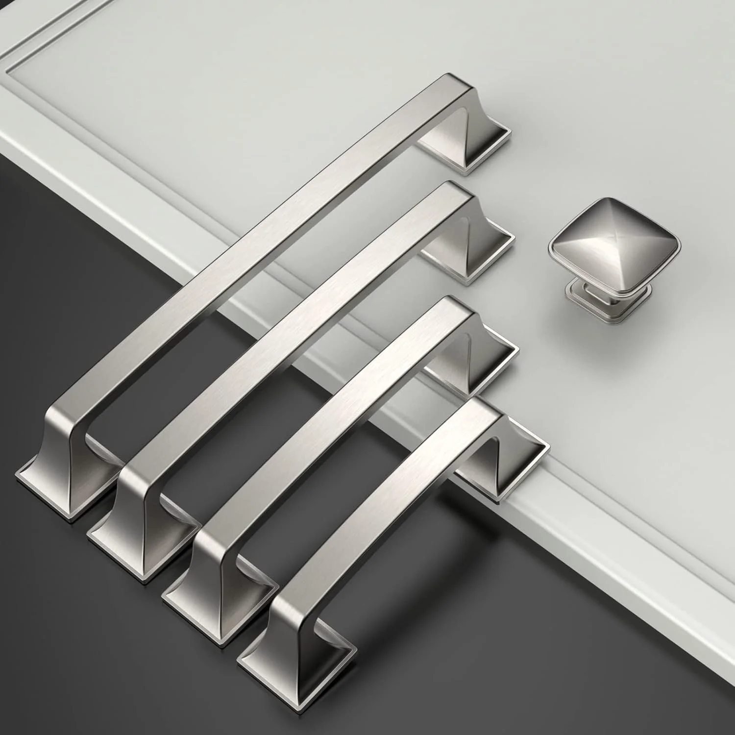 دستگیره کابینت Amerdeco بسته 10 عددی نیکل ساتن برس خورده 5 اینچی (128 میلی متر) سخت افزار کشویی کابینت آشپزخانه مدرن