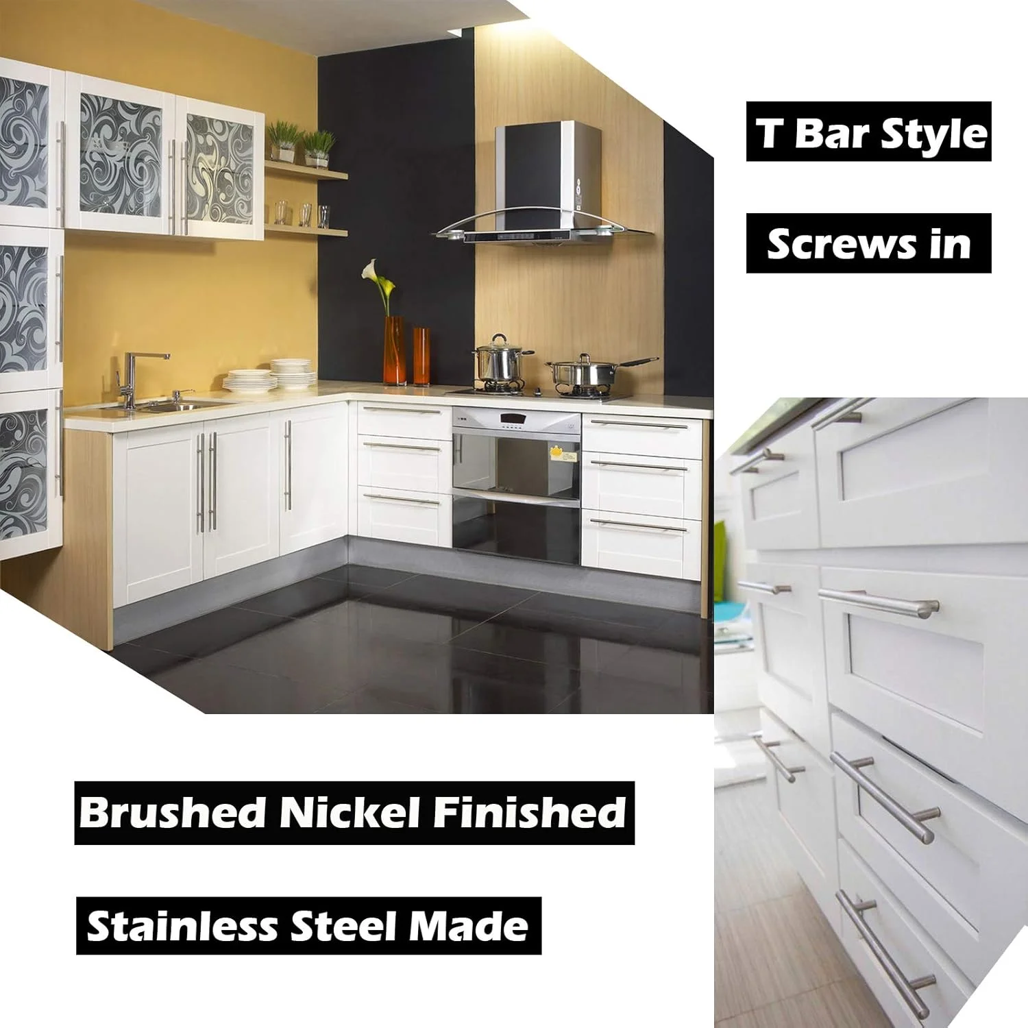 گابریکو بسته 6 عددی - دستگیره های تی بار کشو کابینت آشپزخانه و دستگیره های کشویی از جنس استیل ضد زنگ نیکل برس خورده دستگیره های آشپزخانه فاصله سوراخ ها 76 میلی متر طول کلی 128 میلی متر گابریکو بسته 6 عددی - دستگیره های تی بار کشو کابینت آشپزخانه و دستگیره های کشویی از جنس استیل ضد زنگ نیکل برس خورده دستگیره های آشپزخانه فاصله سوراخ ها 76 میلی متر طول کلی 128 میلی متر