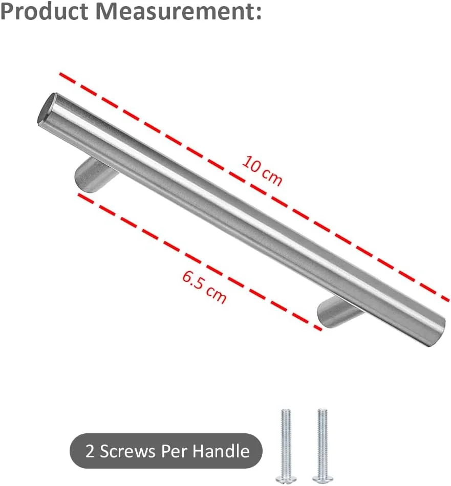 دستگیره درب روبیک، 5 عدد دستگیره میله ای استیل 10 سانتی متری برای مبلمان، کابینت آشپزخانه، کشو کمد - نقره ای